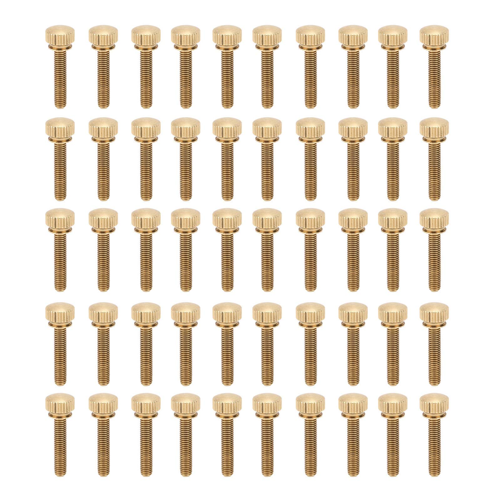 50 tornillos de pulgar planos moleteados, sujetadores antideslizantes de cobre puro con cabeza redonda M5, tornillos de torsión moleteados para uso industrial y de construcción, re (M5*25mm)