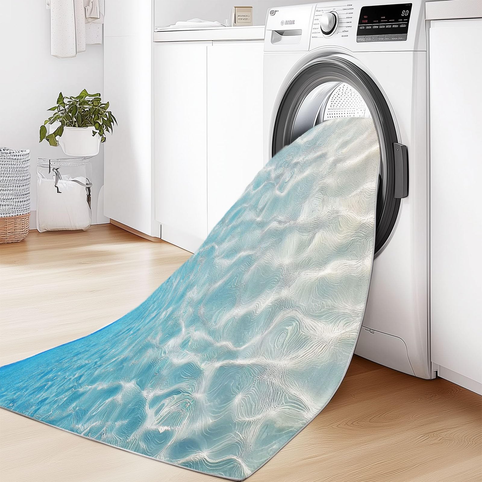 Générique Tapis 140 x 200 cm Facile d'entretien intérieur Plage Moderne Tapis, Moelleux antidérapant Vagues Sable pour Salon Chambre bébé pépinière dortoir