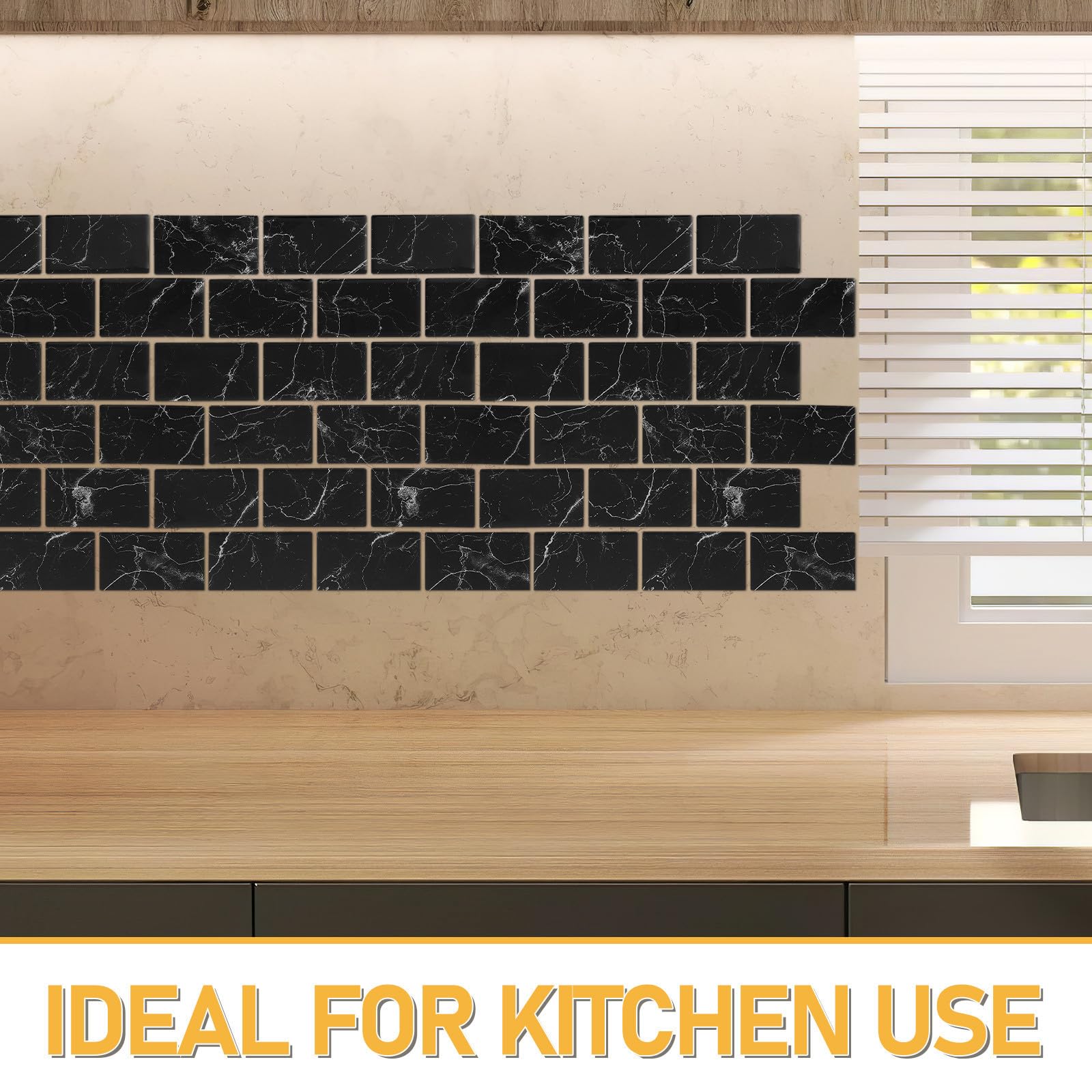 10 Pezzi Piastrelle Adesive per Cucina e Bagno 3d Effetto Mattone Nero, Impermeabili e Antimacchia in Poliuretano Adesivo Pet, Facili da Rimuovere senza Danni, per Pareti e Piani
