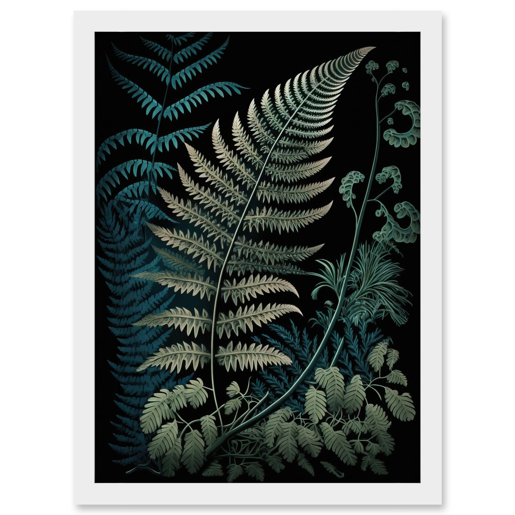 Artery8 Detailed Fern Frond Species Botanical Illustration Artwork Framed A3 Wall Art Print