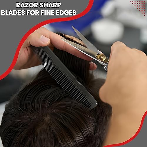 Miniatura 7 de Tijeras de corte de pelo  Serie de tijeras de afeitar afiladas  6.5 pulgadas con ajuste fino  Tijeras de pelo de acero inoxidable profesionales para