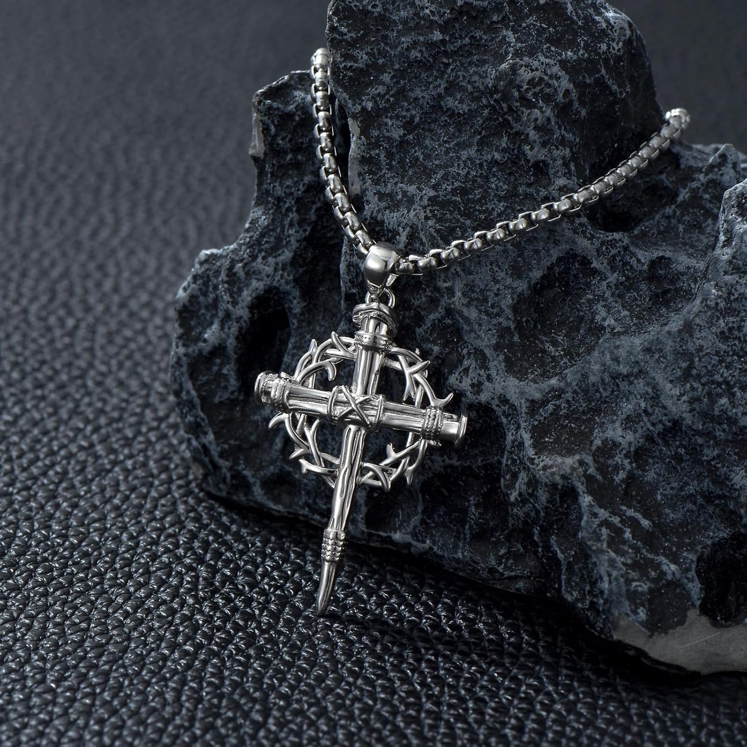 Nail Cross Necklace 925 Sterling Silver/18K Gold Plated/Black Christian Cross Pendant Jewelry for Men Women, with Stainless Steel Chain 22+2 Inch - Image 4