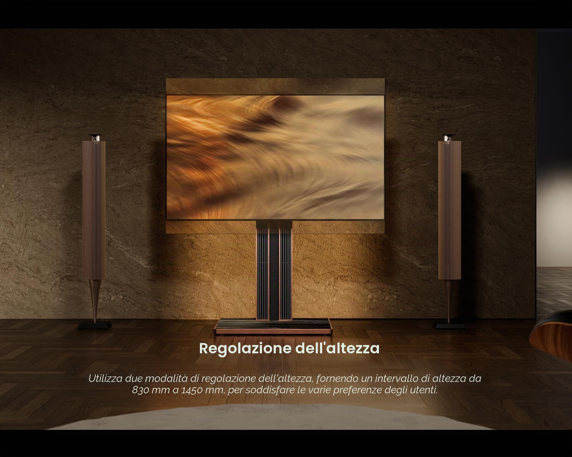 FITUEYES Supporto TV da Pavimento per TV da 43-78 Pollici Regolazione in Altezza Supporto TV da Terra Portata Massima 45 kg Serie Cantor