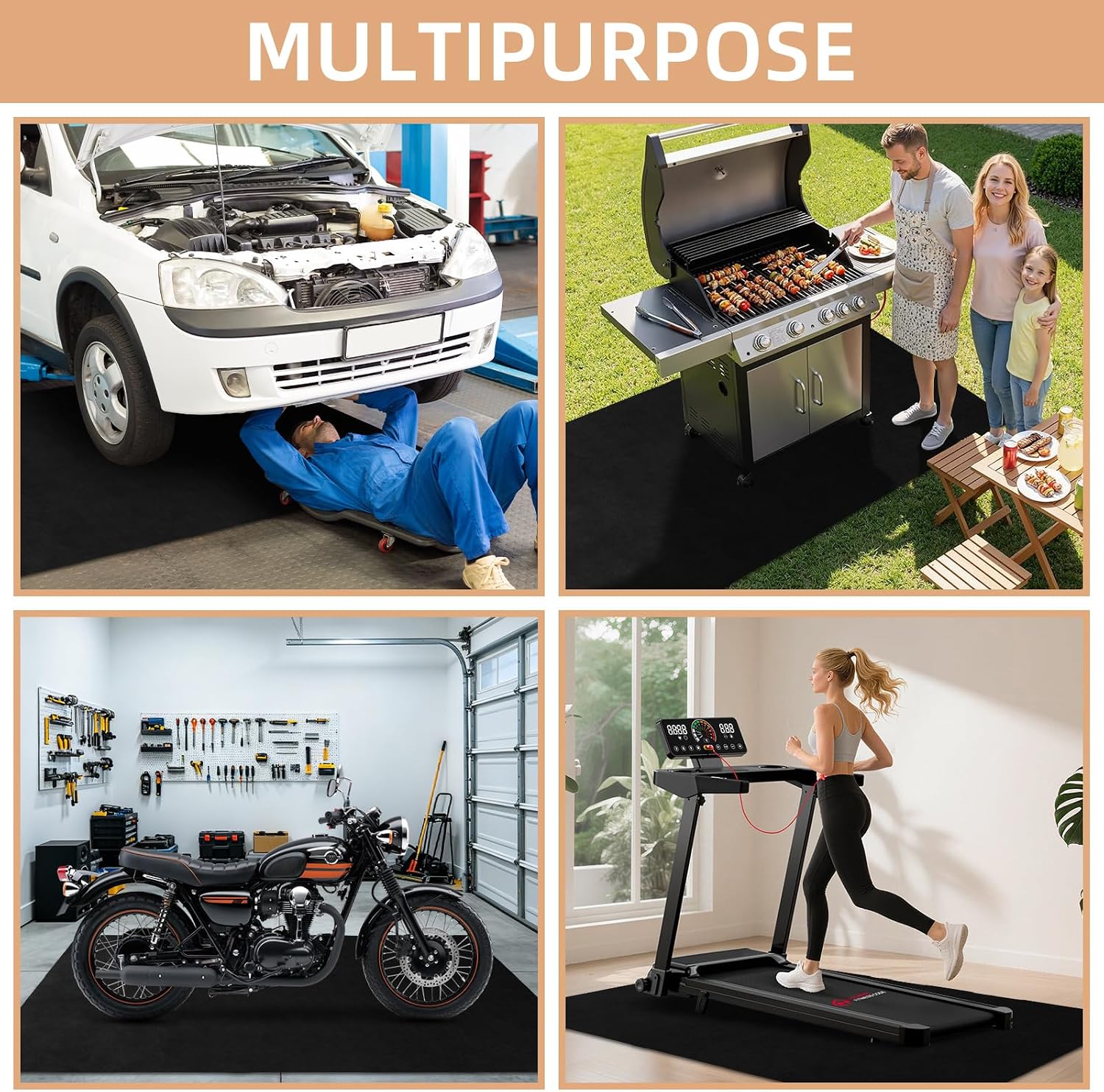 4 Pack 60 x 36 Inch Oil Spill Mat for Garage