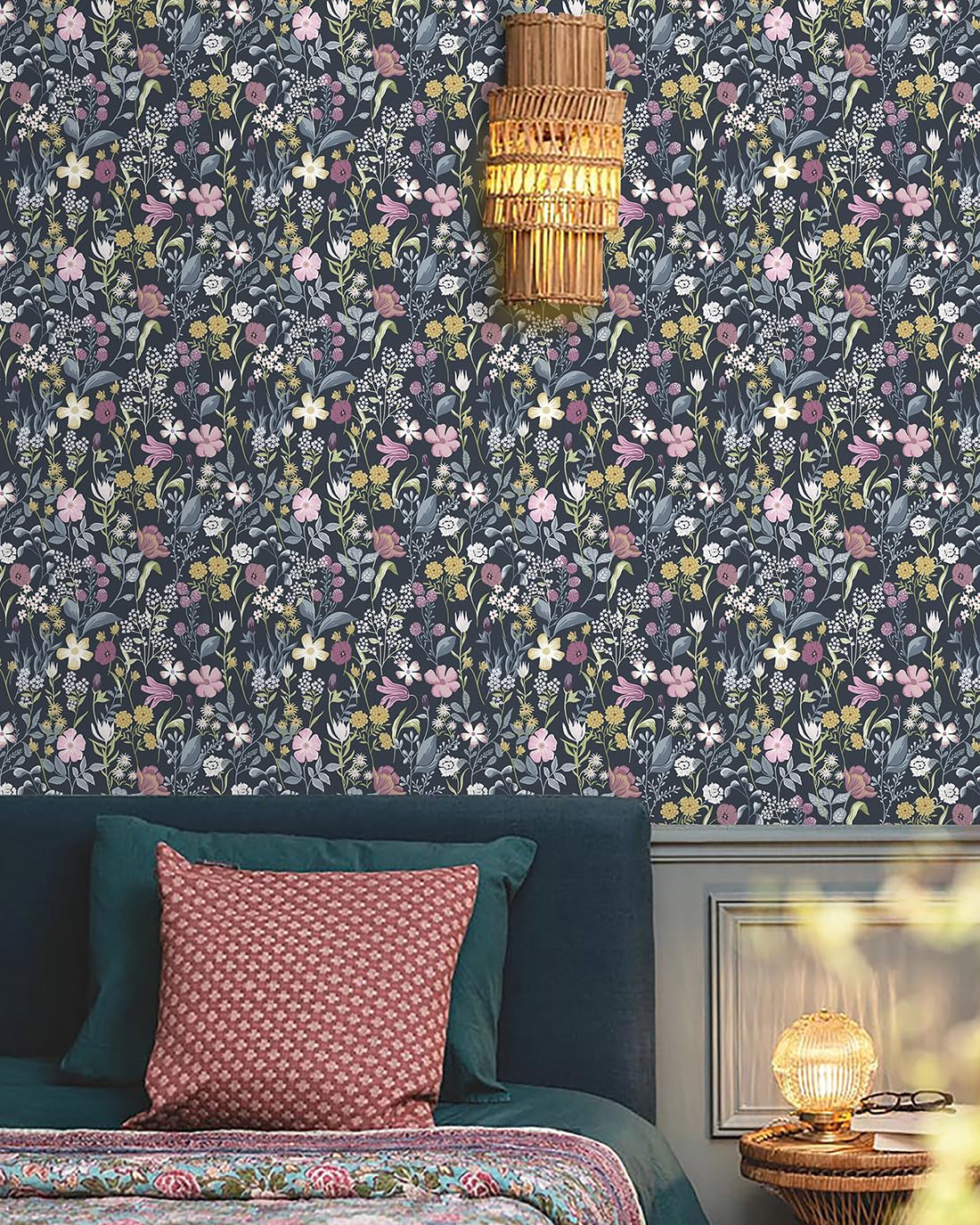 Fiula Zelfklevend behang, bloemen, 41 cm x 3 m, bloemenbehang, grijs, wit, behang, wandbehang, plakfolie, meubels, decoratiefolie, waterdicht, vinyl, zelfklevend behang, woonkamer, slaapkamer