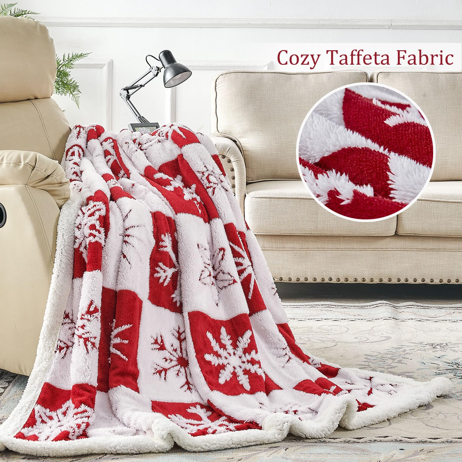 EAQ Plaid Coperta Pile 130x150 cm, Coperta Termica, Coperta Pile Matrimoniale in Morbida e Spessa, Coperta in Pelliccia Sintetica per Divano e Letto (Rosso Natale, 130x150CM)