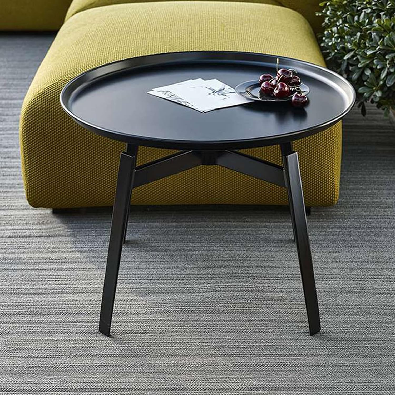 The Bedside Table Is Black, Retro Industrial Style Bedside Cabinet, Round Wrought Iron Night Stand, Small Apartment Coffee Table, Side Table, Bedroom, Living Room (Size: 50 x 60 cm, Colour Needed