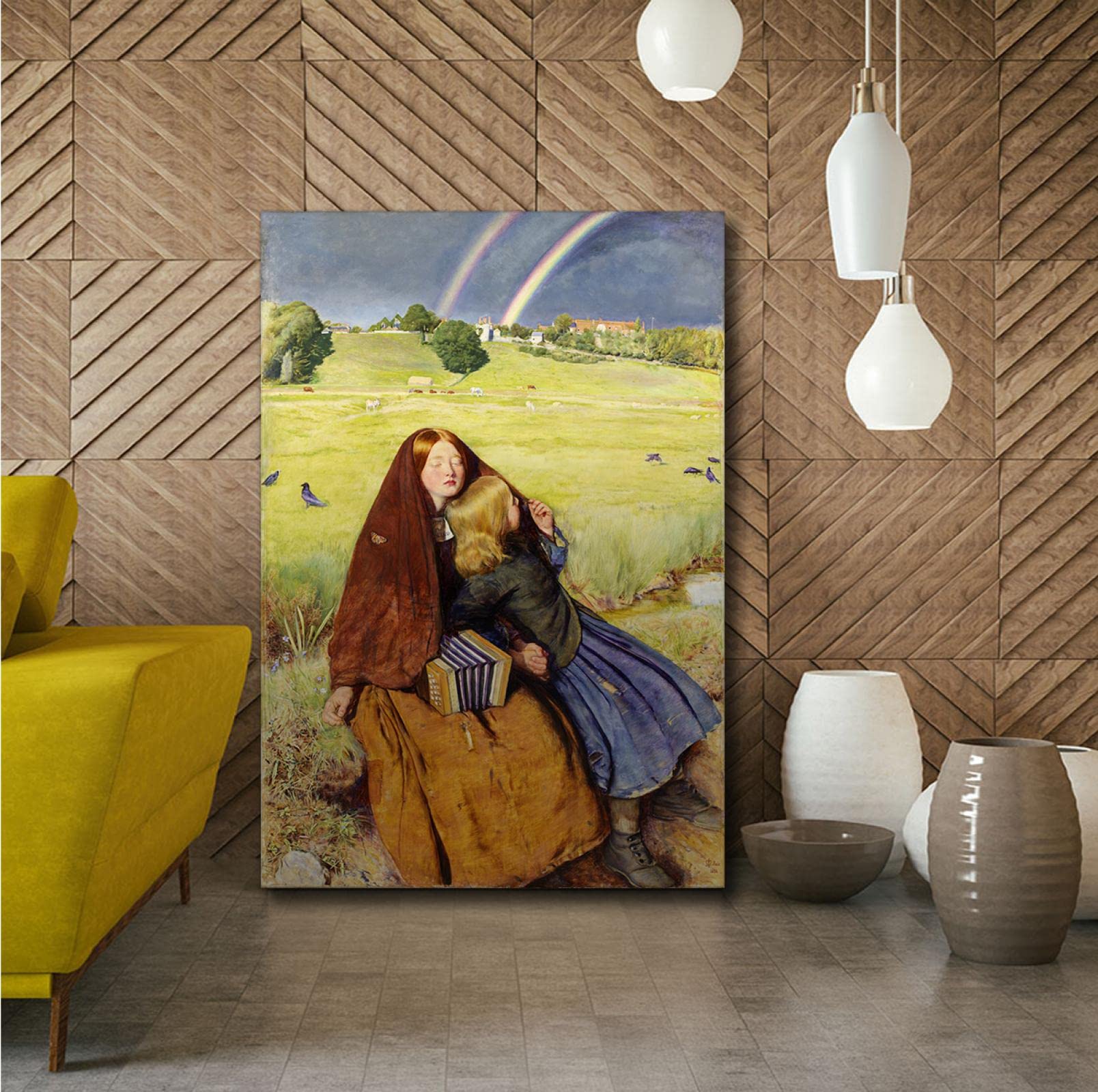 Via Vela Płótno sztuka ścienna Diana i Endymion wydruk obrazu słynne obrazy replika grafiki rokoko plakat do salonu domu biura dekoracja 65 x 100 cm rama wewnętrzna