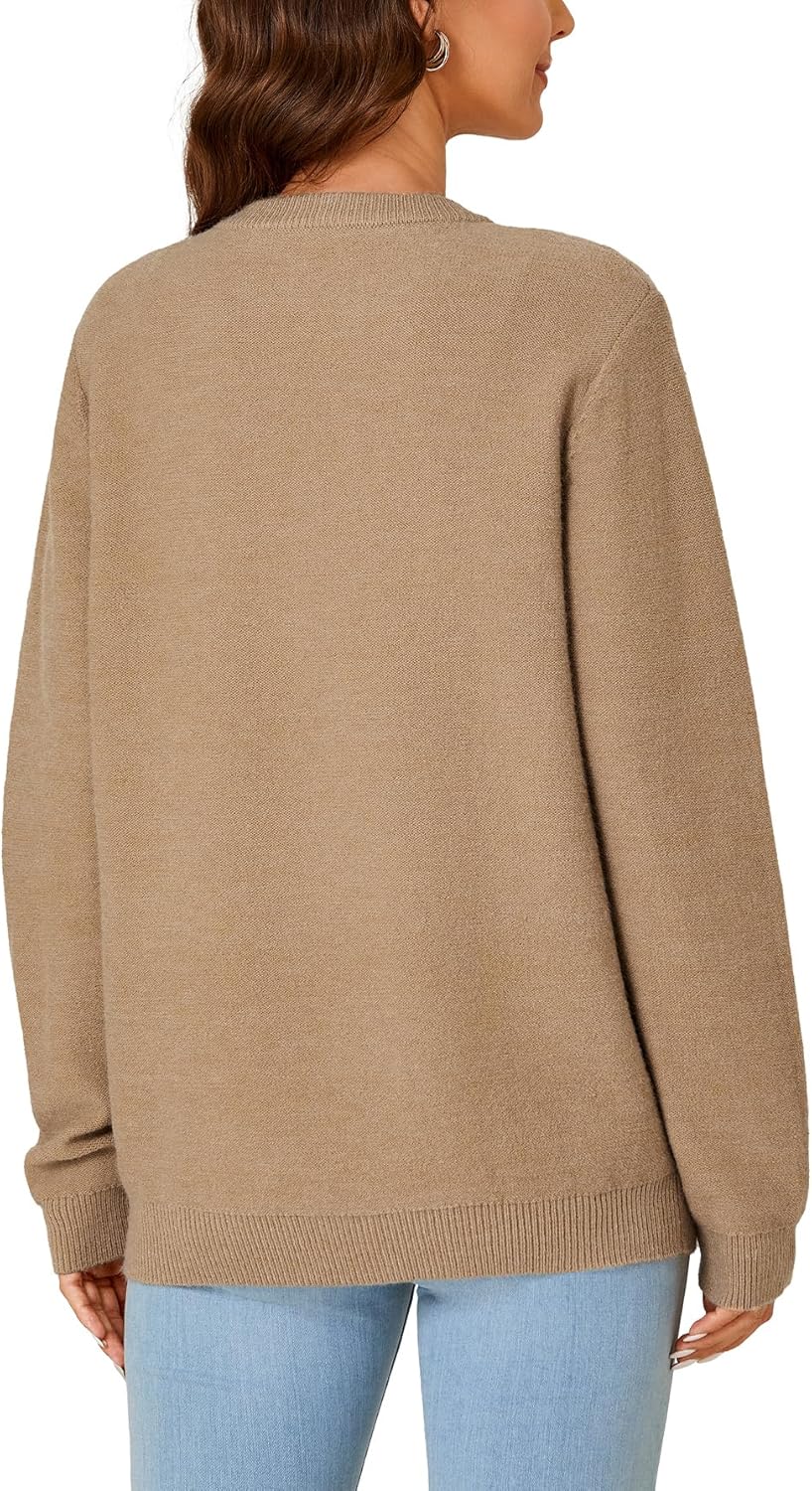 Rooscier Women's Cable Knit Sweater Long Sleeve Crewneck Vintage Pullover Top Fall Clothes - Image 5