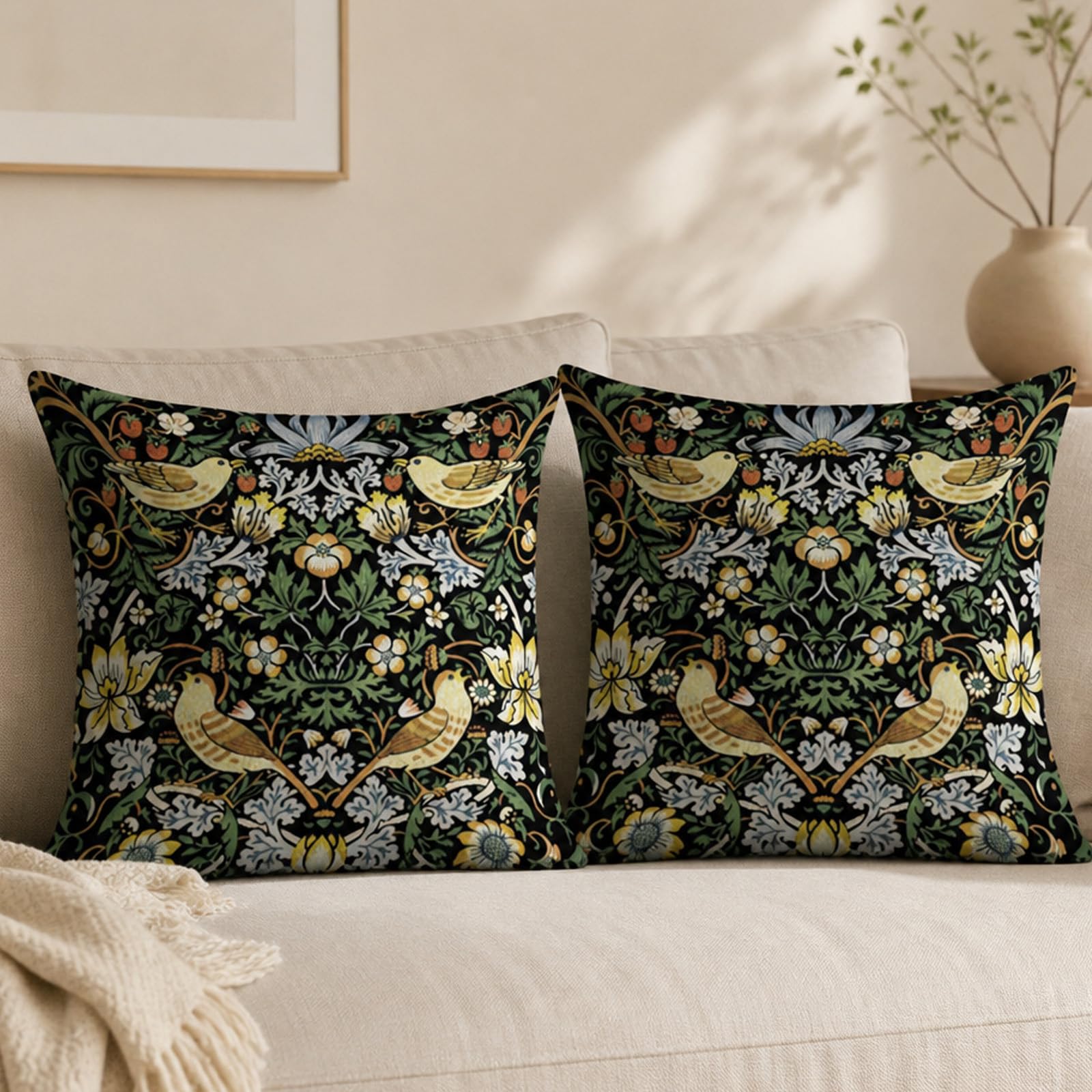 QFWFG William Morris Cushion Covers 45x45cm Set of 2