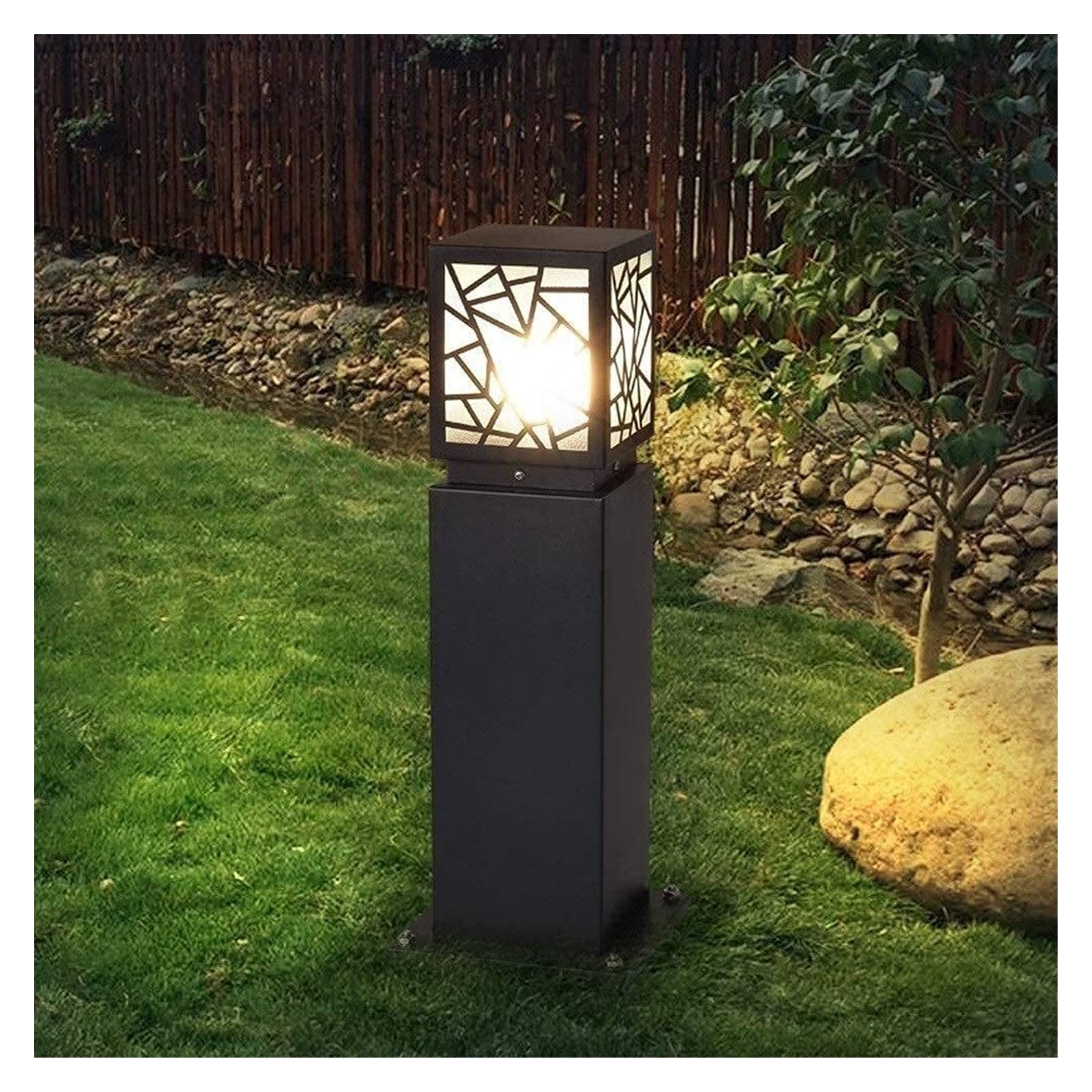 Lampada da cortile Lampada da tavolo ad alta luce per prato inglese Lampada da tavolo per prato quadrato Lampada da giardino in alluminio Lampada da esterno a pilastro Lanterna da cortile in vetro