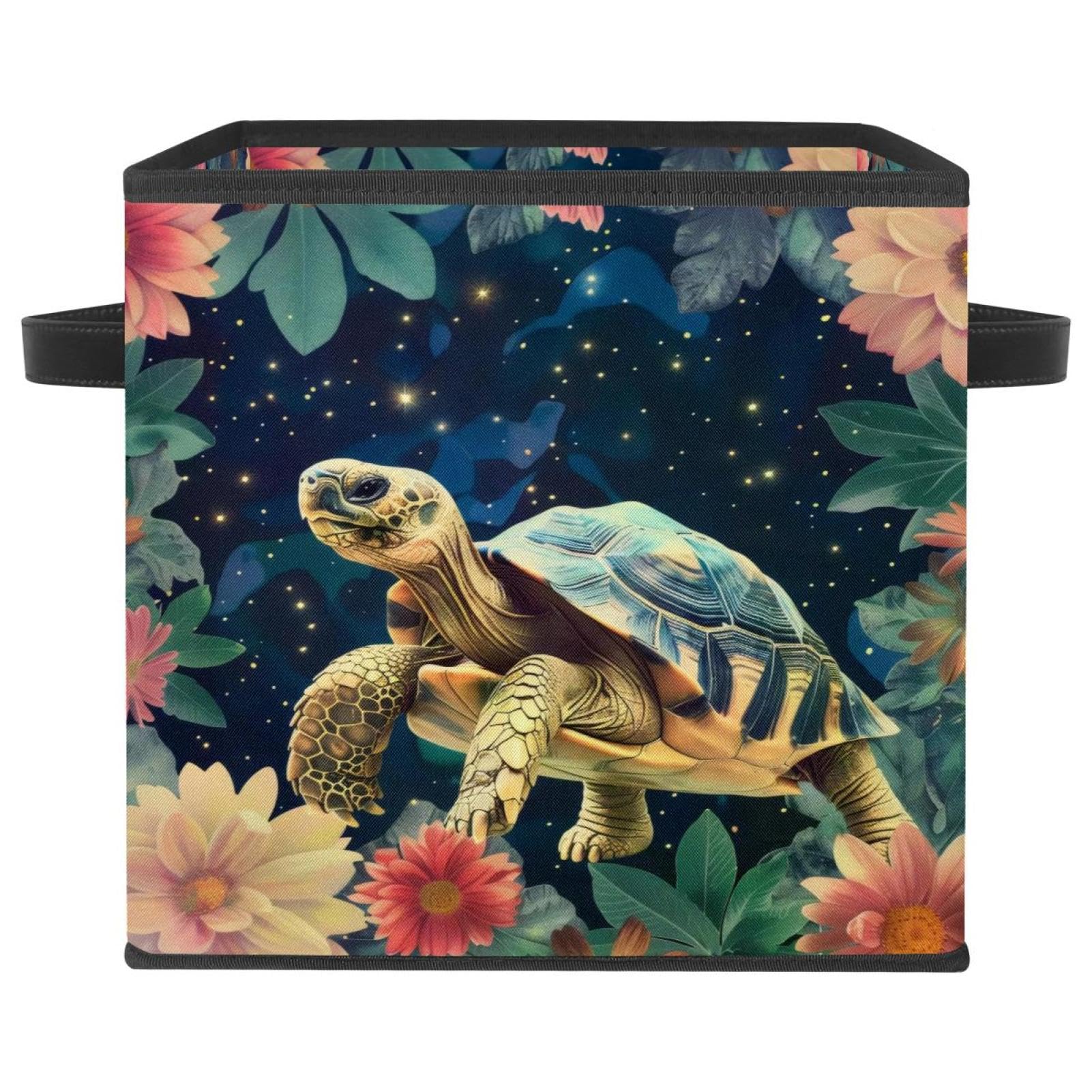 Boîte de rangement tortue et étoile grand cube pliable en tissu Oxford 28cm