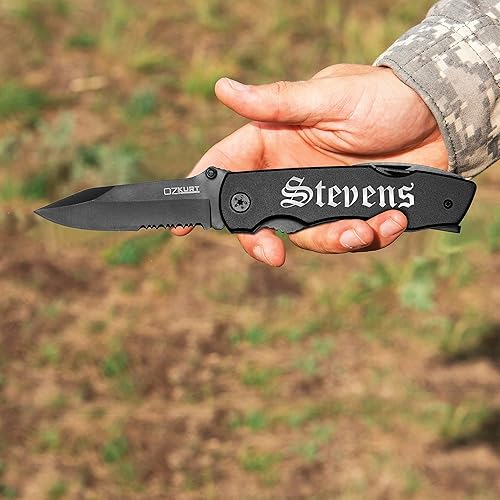 Miniatura 5 de Cuchillo multiherramienta personalizado con nombre grabado en 20 fuentes, cuchillo de alicates multiherramienta 9 en 1 con alicates, juego de