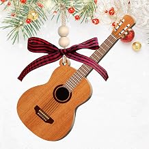 Wooden Guitar Ornament Guitars Ornament for Christmas Tree, Musical Instrument Ornaments, Funny Holiday Tree Decoration, Music Decoration, Mini Gifts for Lovers & Musicians, Men, Women