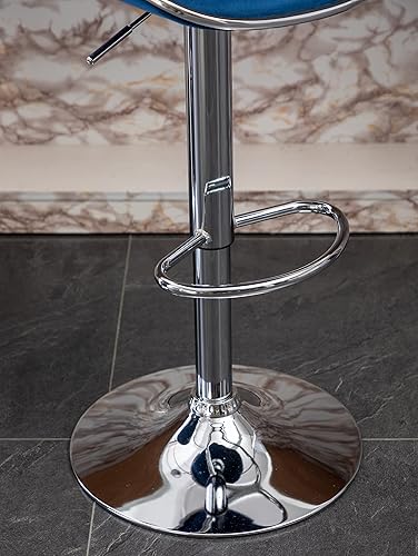 Miniatura 17 de Roundhill Furniture Masaccio - Taburete giratorio ajustable tapizado de terciopelo, juego de 2, color azul Azul,Verde,Gris,Amarillo