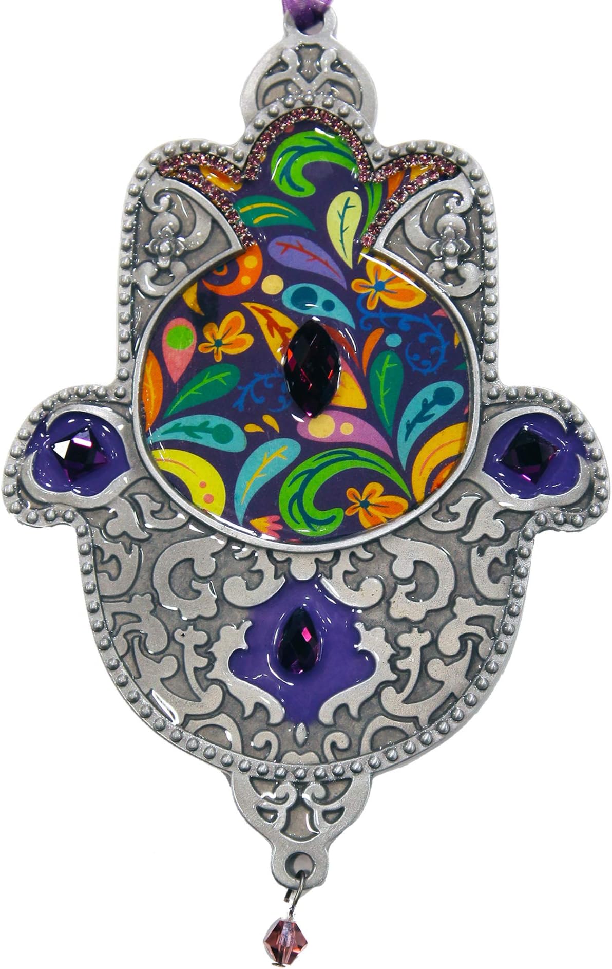 Hamsa Wall Decor, Wall Hanging Art, Handcrafted in Unique Design, Home Jewelry, Bohemian Style, Judaica Gift, Hand of Miriam, Hand of Fatima, for Home Blessing and Great Fortune, Antique Silver