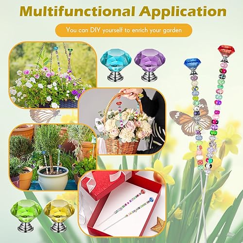 Miniatura 6 de Pelopy Paquete de 8 varitas con cuentas para jardín de hadas, 8 varillas roscadas de 832 pulgadas y 12 pulgadas y 8 tuercas hexagonales y 8 tapas,