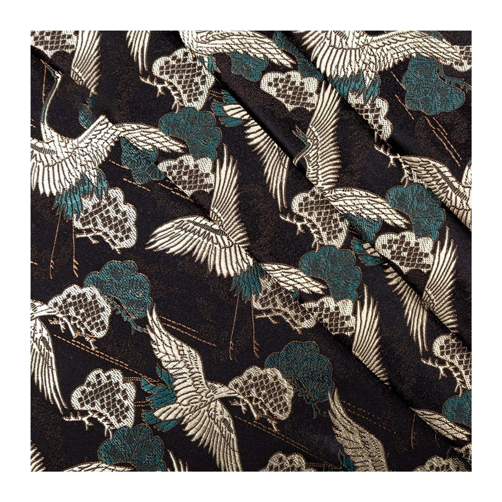 Wielokolorowy haftowany brokatowy adamaszek jedwabno-satynowy do tapicerki kimono kostiumowego(Black)