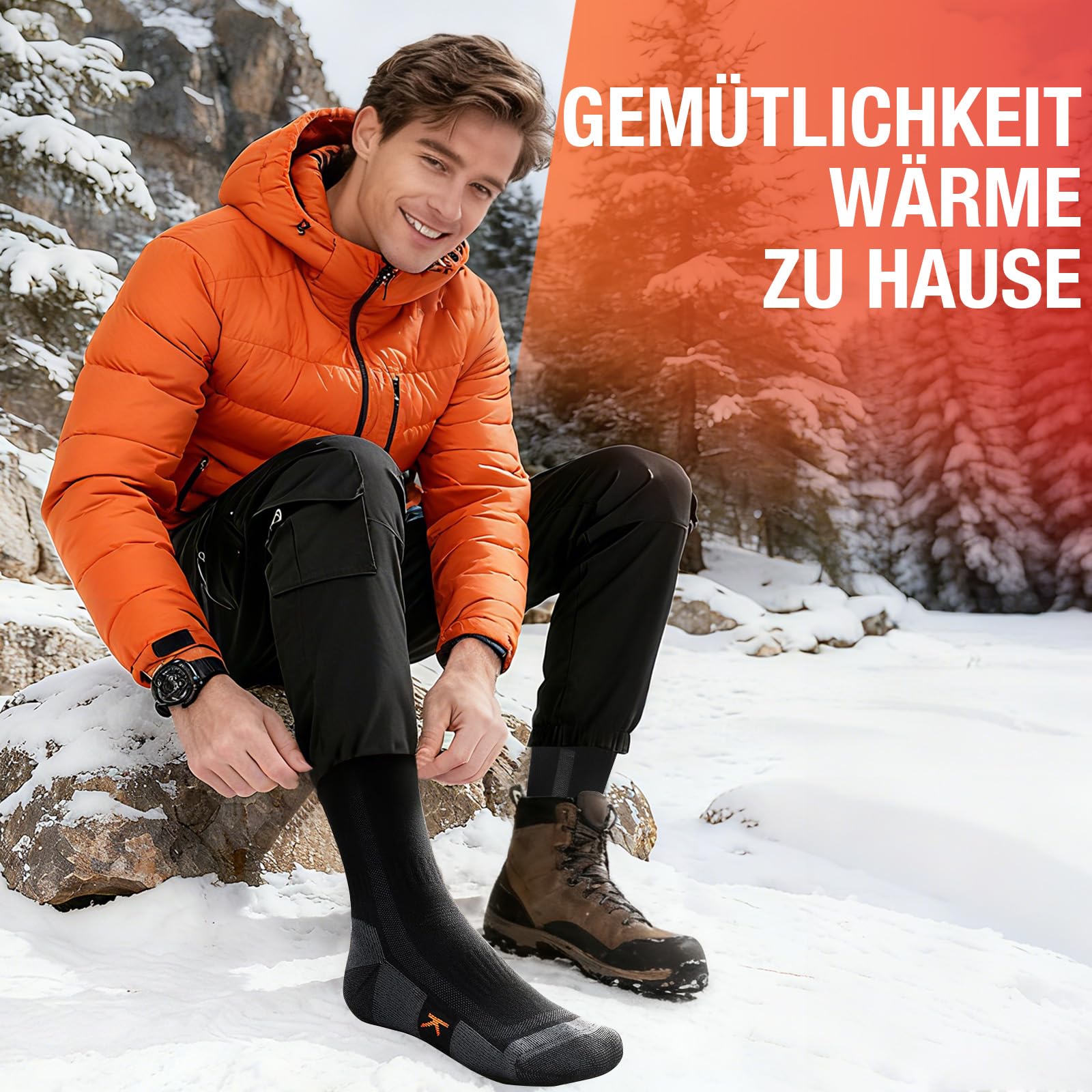 Merino Wollesocken Thermosocken Gepolstert Arbeitssocken Warme Socken Herren & Damen Outdoor Wintersocken Trekkingsocken,Merinowolle Sportsocken Laufsocken Sneakersocken [3 Paar]