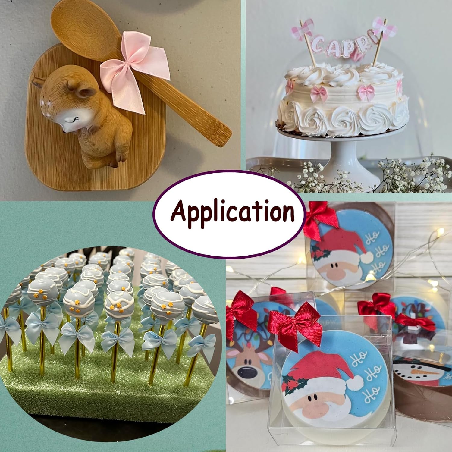 Dorothy 100 pcs Black Mini Bows for Crafts, 1 Inch Small Satin Ribbon Bows Cheer Pins DIY Crafts Gift Wedding Party Sewing Scrapbooking - Image 5