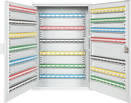 Durabox 200 Position Steel Key Cabinet - Organize and Secure Key Storage Lock Box with Numbered Hooks and Tags for Valets, Hotel, Office, Car Dealerships and More (K200) (Light Grey)