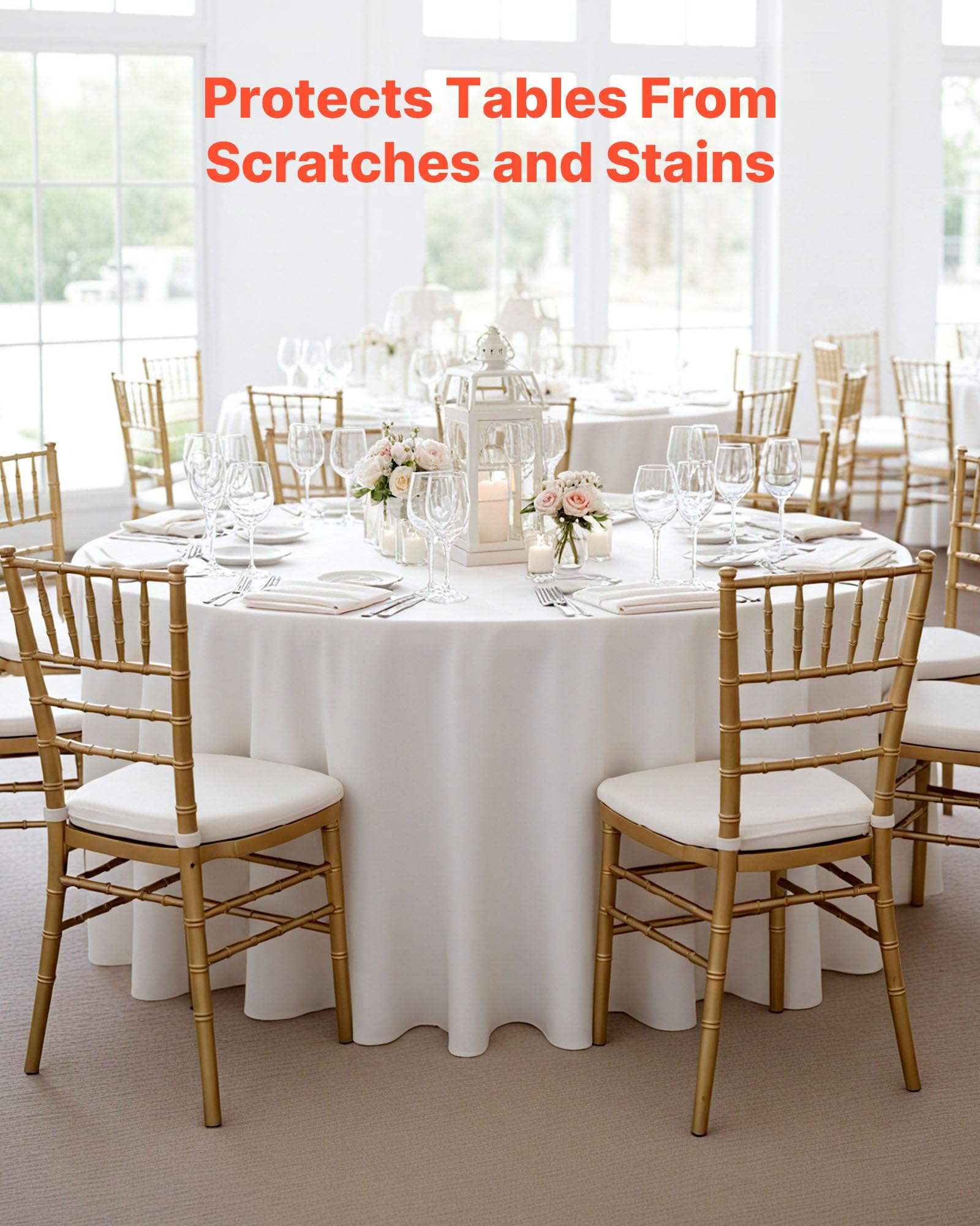 VEVOR Manteles Redondos de 3048 mm, Elegantes y Versátiles, Resistentes a Las Arrugas, Lavables a Máquina, de Poliéster, para Fiestas, Bodas, Banquetes y Eventos Formales, Color Blanco, 10 uds