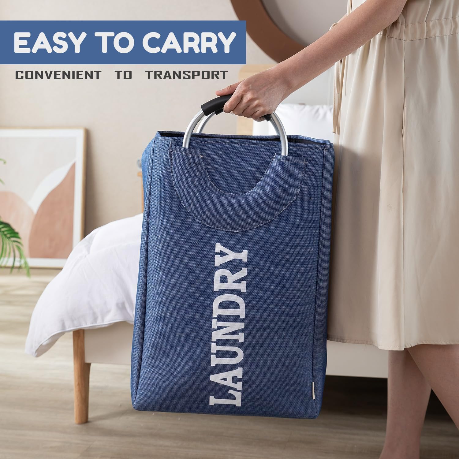 Lot De 2 Paniers à Linge Pliables Autoportants 62L - Design Fusée, Beige, Idéal Pour Buanderie Et Petits Espaces