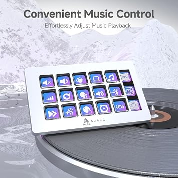 AJAZZ Macro Keypad Stream Controller Deck Gaming Streaming Shortcut Keyboard,15 Programmable Keys, LCD Side Screen,Suitable for YouTube Streaming, Office Desktop Configuration, Laptops, PCs and Macs.