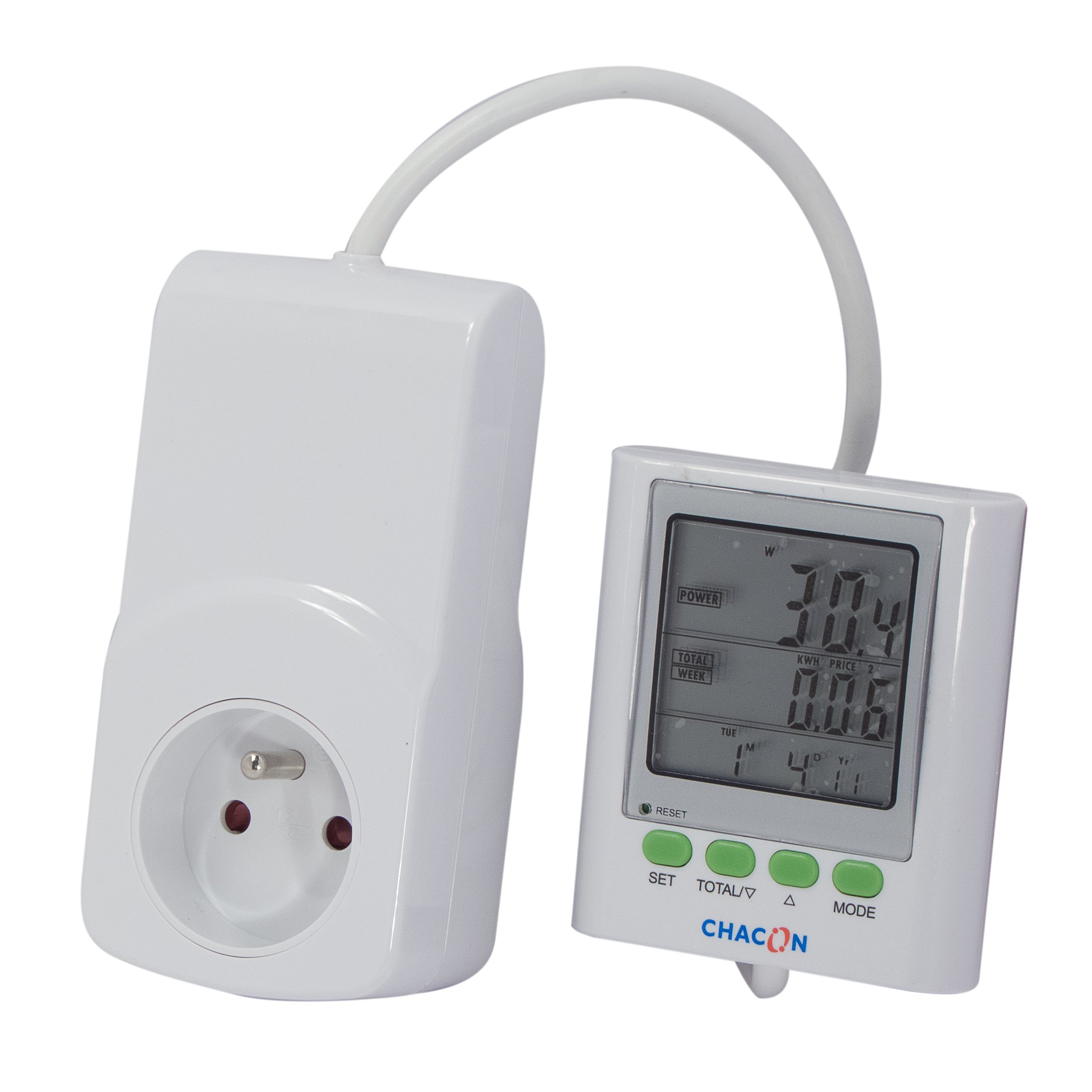 Licznik Zuzycia EcoWatt 650 ze Zdalnym Ekranem, 3500W, Bialy
