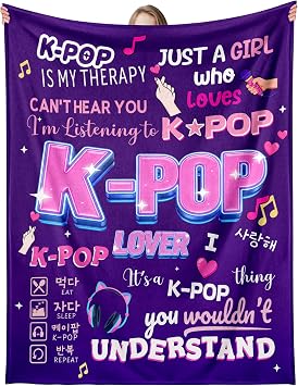 Kpop Blanket, Korean Gifts for Women, Korean Stuff, Music Lover for Fans, Cool Blankets for Woman, Korean Blankets Stuff, Throw Blanket 80x60in, K Pop Gift for Woman, K Drama Gifts for Women, Purple