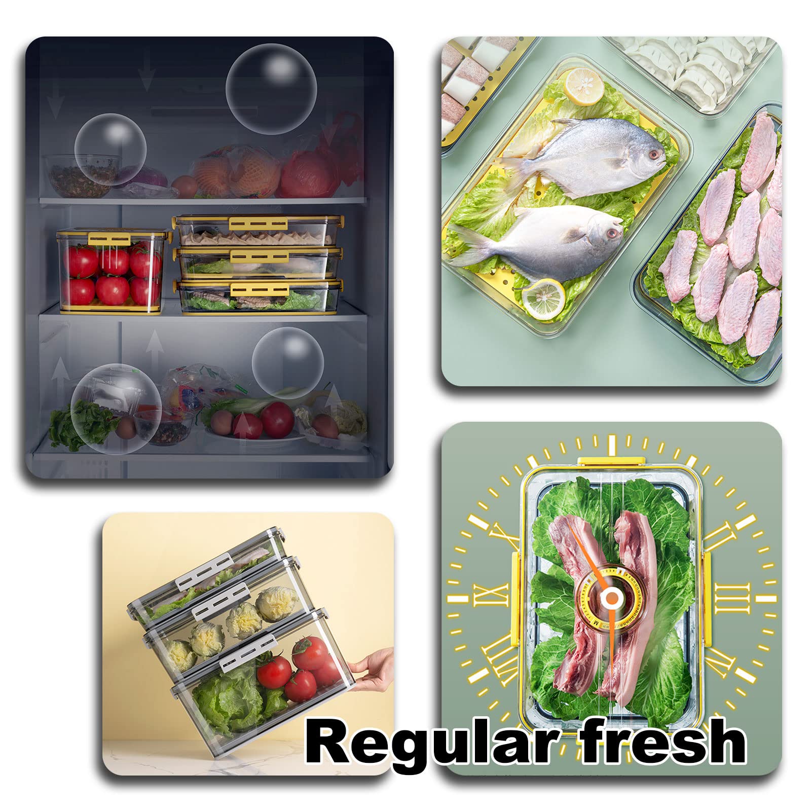 Caja De Almacenamiento del Refrigerador,Reutilizable Material Plastico Transparente,Apto para Nevera Cocina Despensa Armarios Encimeras Cosméticos (2 D)