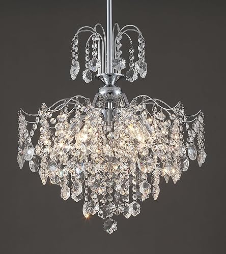 Q&S Candelabros de cristal modernos dorados, 6 luces, candelabro redondo de cristal de lujo para isla de cocina, comedor, sala de estar, entrada,