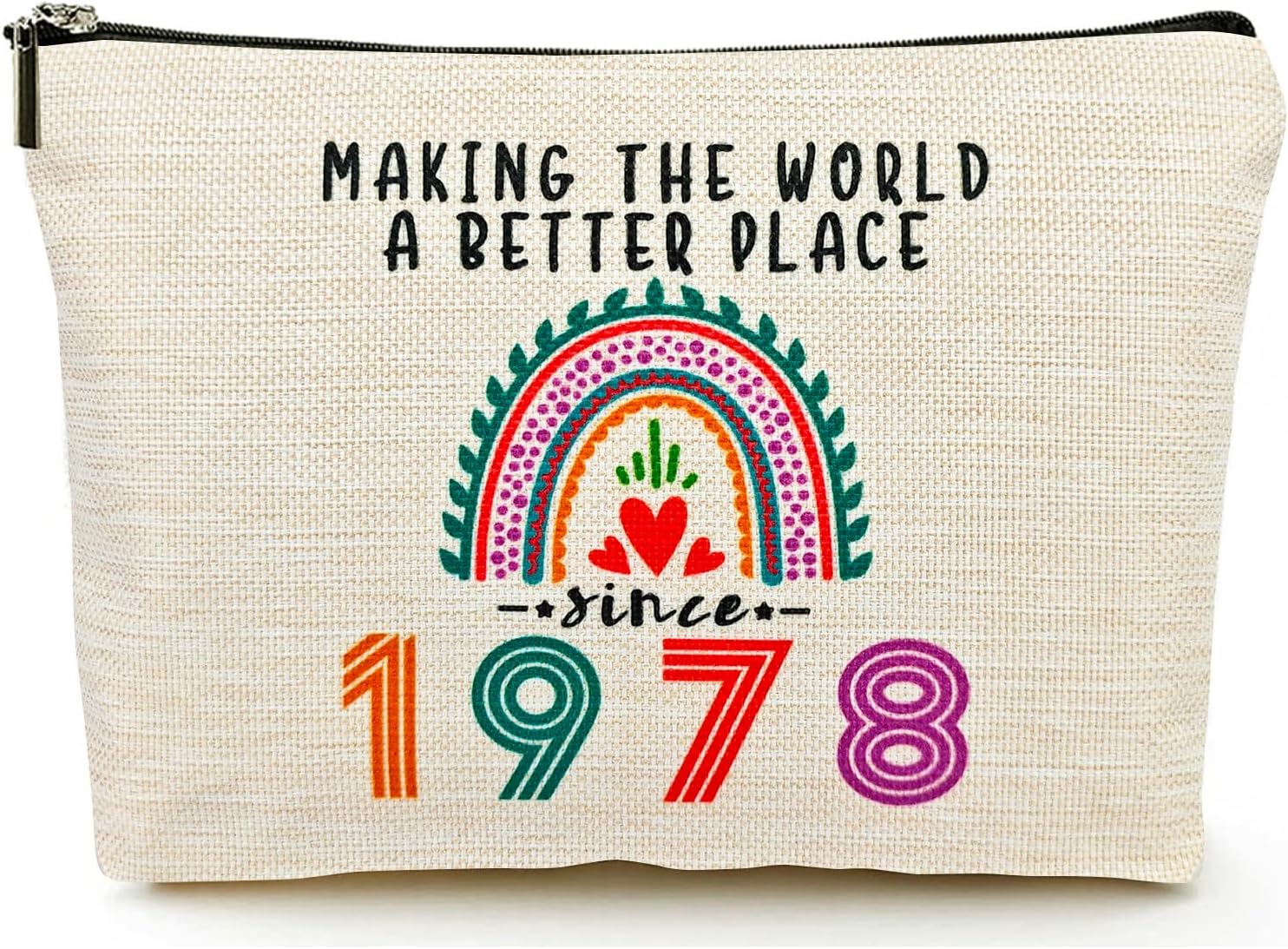 Happy 48th Birthday Gifts for Her Women Makeup Bag, Best 1978 Anniversary 48th Birthday Decorations, 48 Year old and Fabulous Gifts Ideas for Wife, Mom, Mothers Day, Christmas Cosmetic Travel Pouch