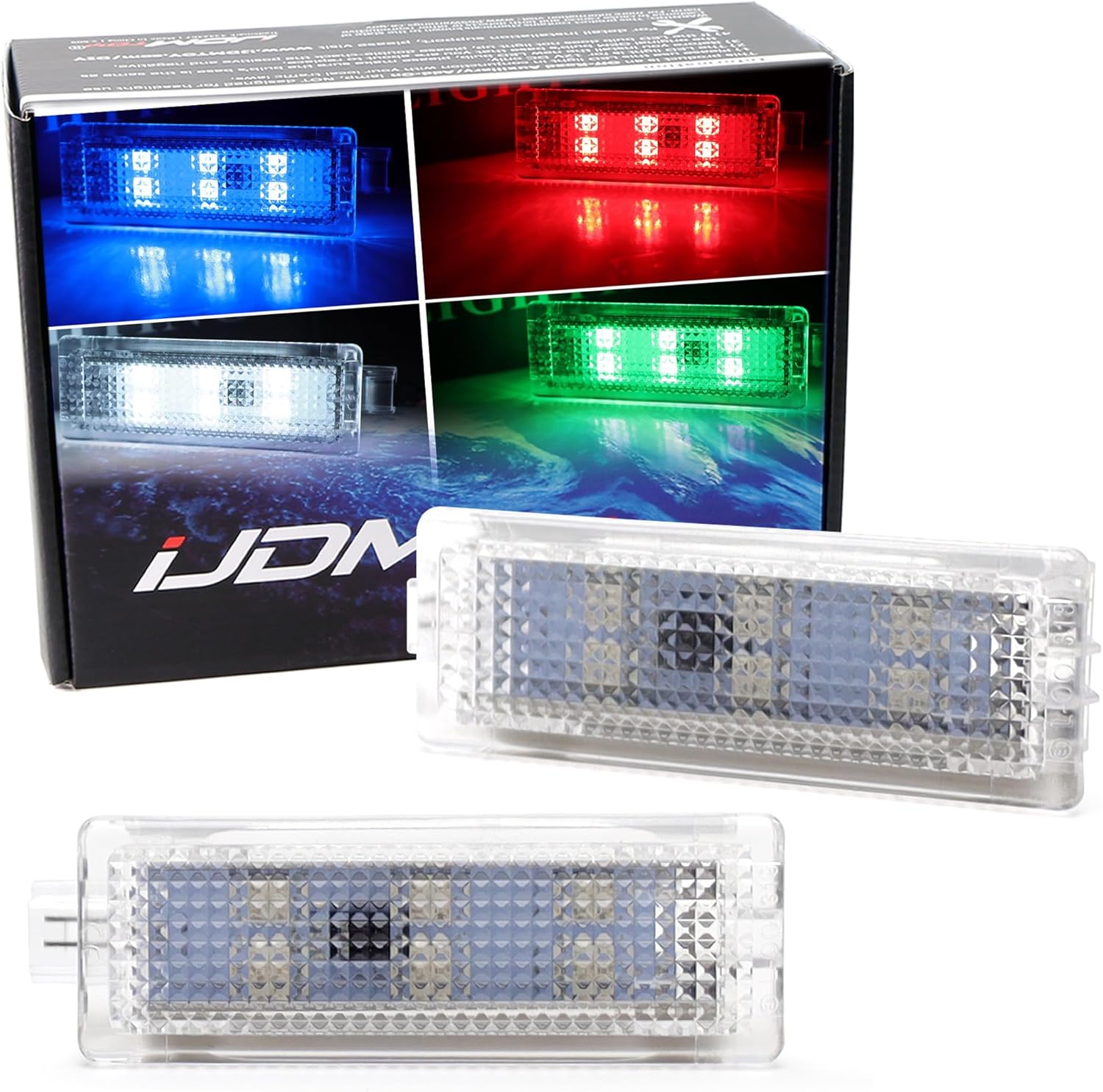 iJDMTOY Multi-Color Accent LED Side Door Courtesy Light, Footwell Light Assembiles Compatible with BMW 1 3 5 6 7 Series Z4 X3 X5 X6, Powered by RGB SMD LED Diodes w/Adjustable Lighting Change