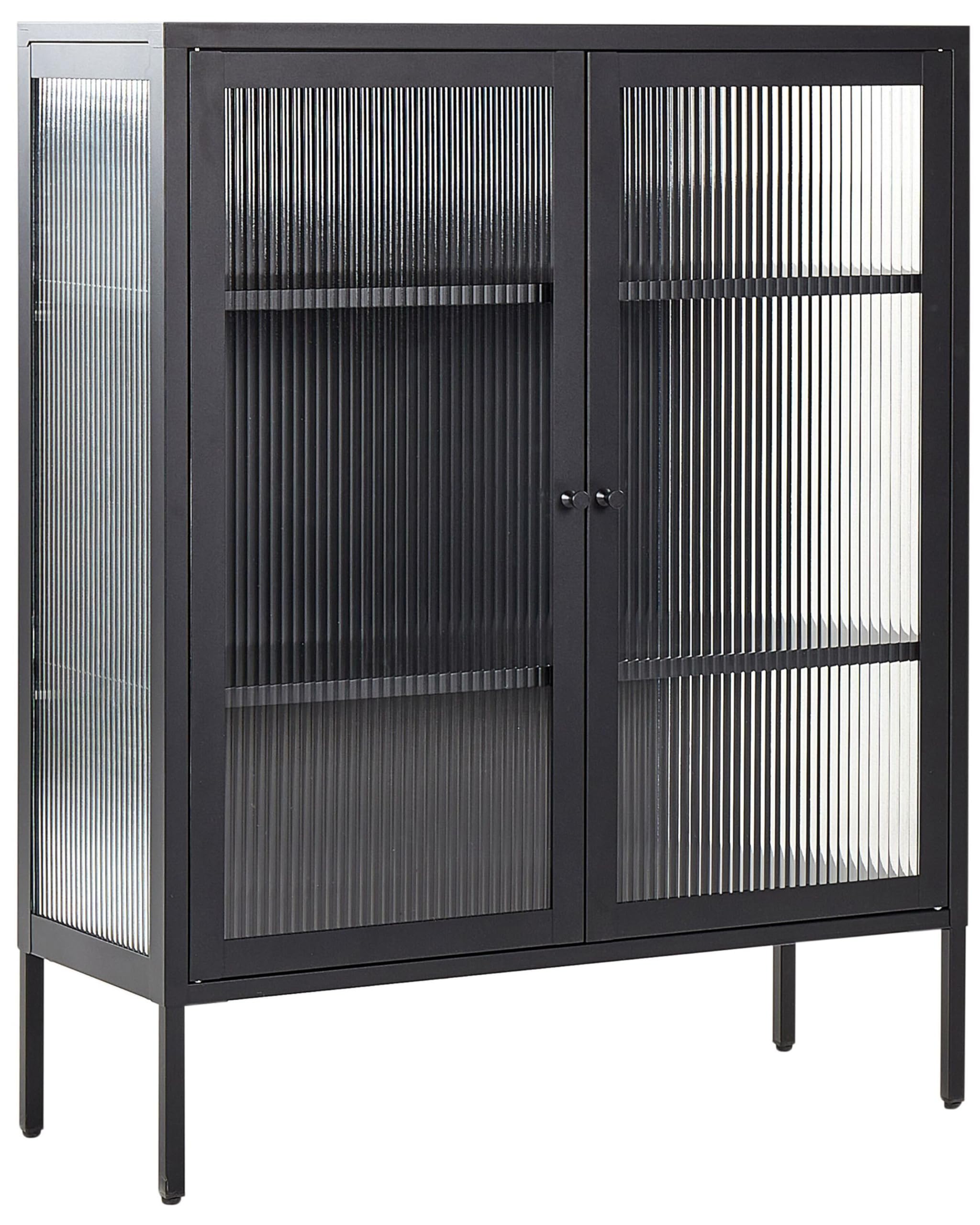 Armoire Vitrine Avec Portes Verre - 178x79x40cm - Panneau Particules Marron Clair - Style Cottage - 7
