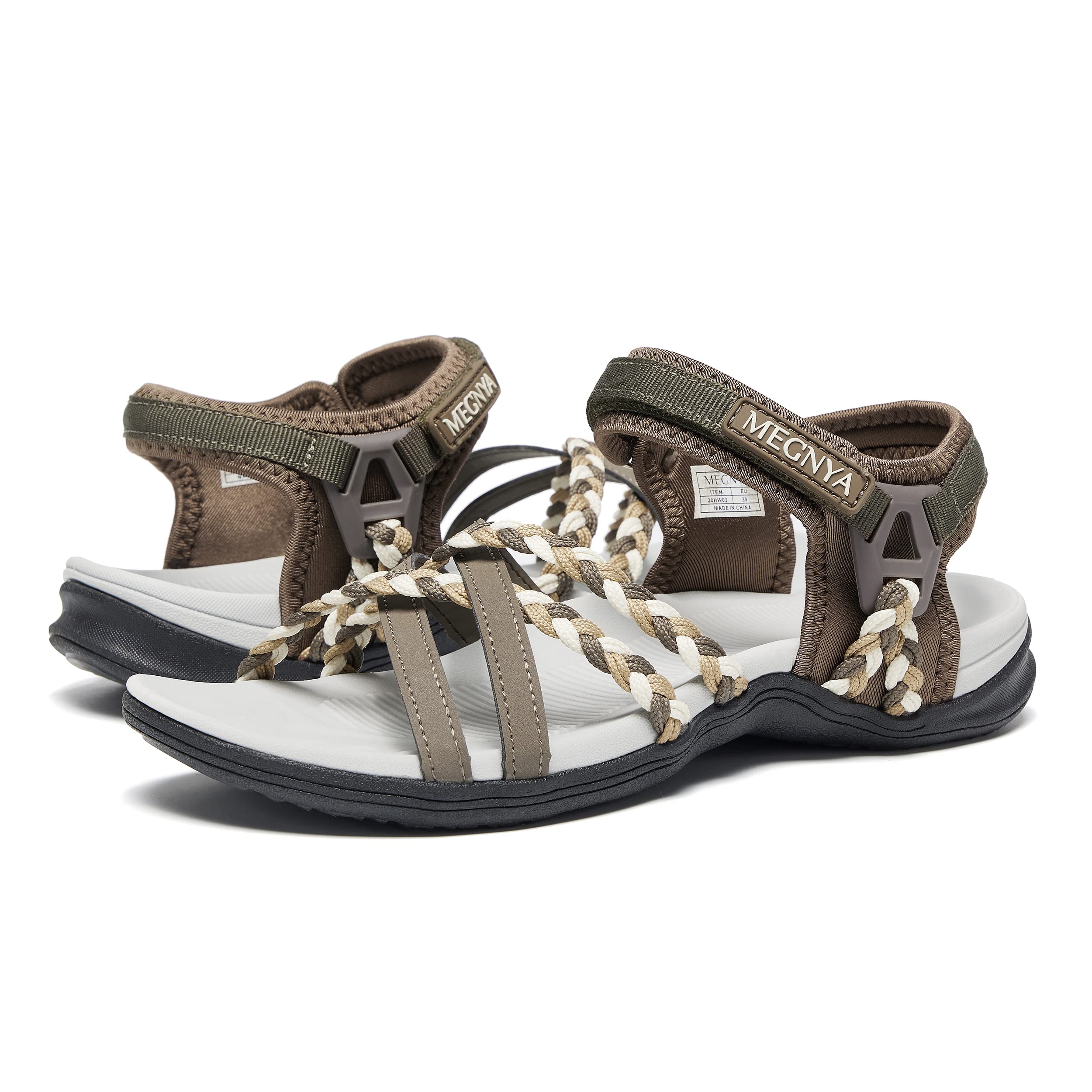 MEGNYA Hiking Sandals for Women, Arch Support Comfortable Walking Sandals Hook Loop Strap, Sports Lightweight Slides