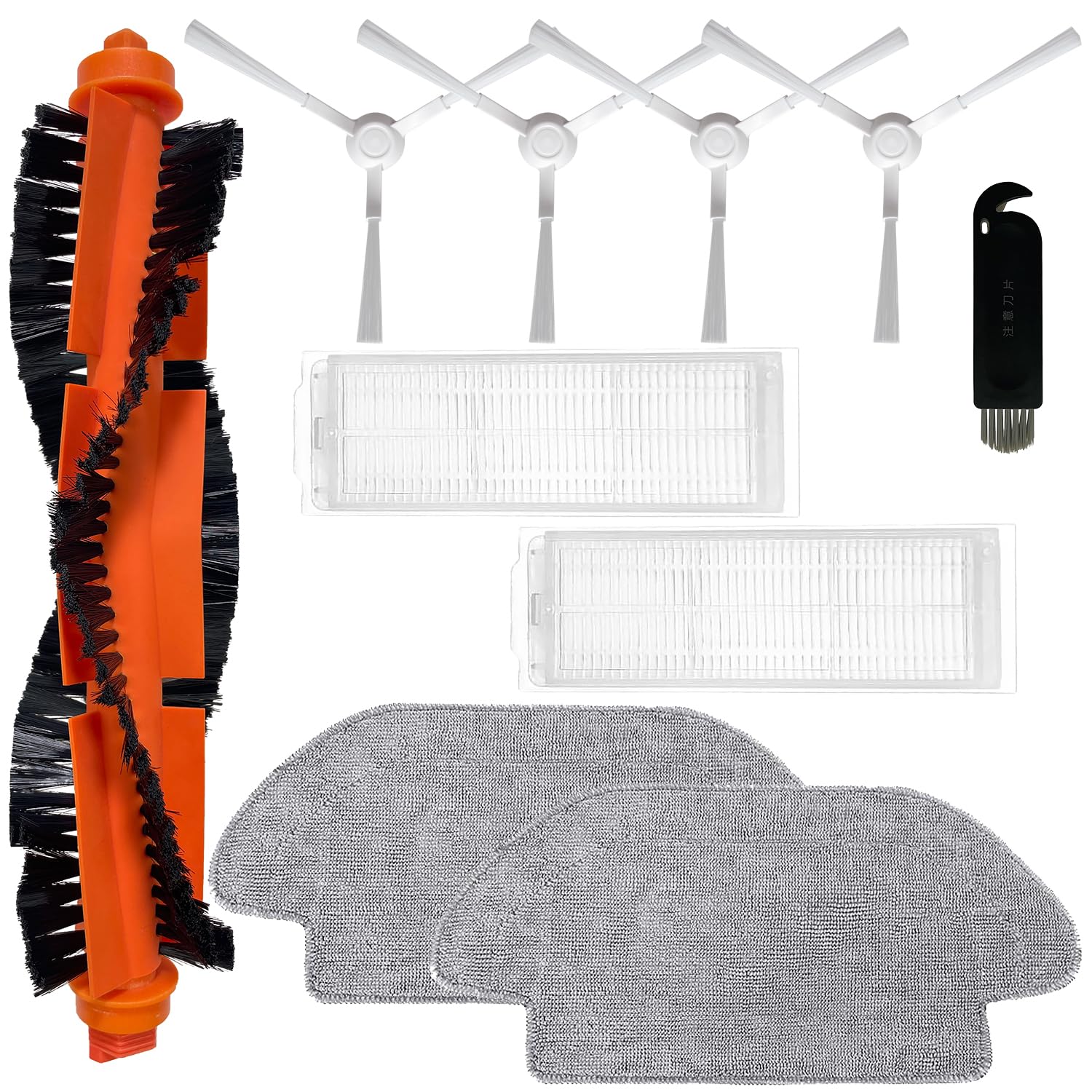 Accessories Spare Parts for Xiaomi Mi Robot Vacuum Mop 2S/ Mop Pro/Mop P/STYJ02YM, Xiaomi Robot Vacuum S12/ S10 EU, 1 Main Brush, 2 HEPA Filter, 2 Cloth, 4 Side Brush