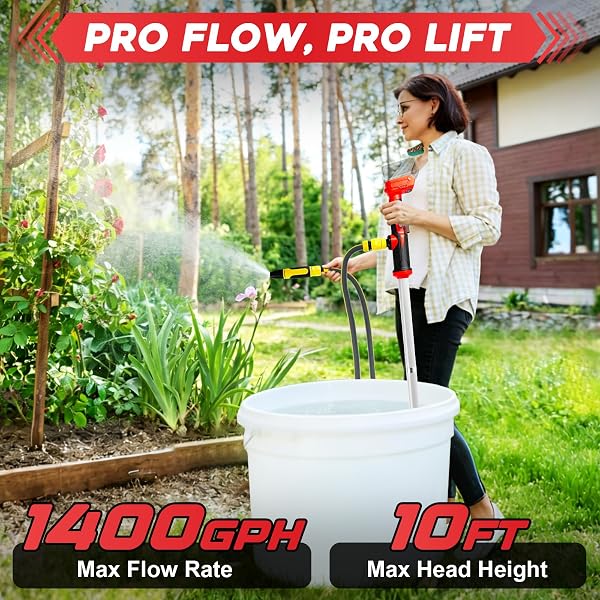 FormiPow Cordless Stick Water Transfer Pump for Milwaukee M18 Battery, 1400GPH Brushless Water Pump with 10FT Lift Distance, 39.5" Suction Depth, Electric Water Pump for Pool Garden Pond (No Battery) - 2