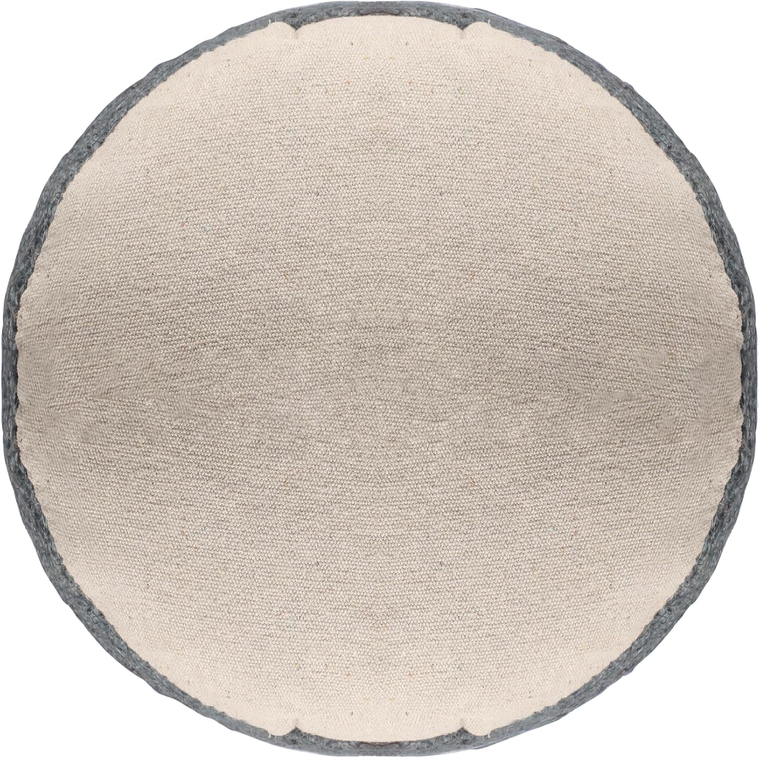 Indoor Farmhouse Striped Jute Ottoman Pouf | 18" D x 18" W x 18" H, Natural/Gray