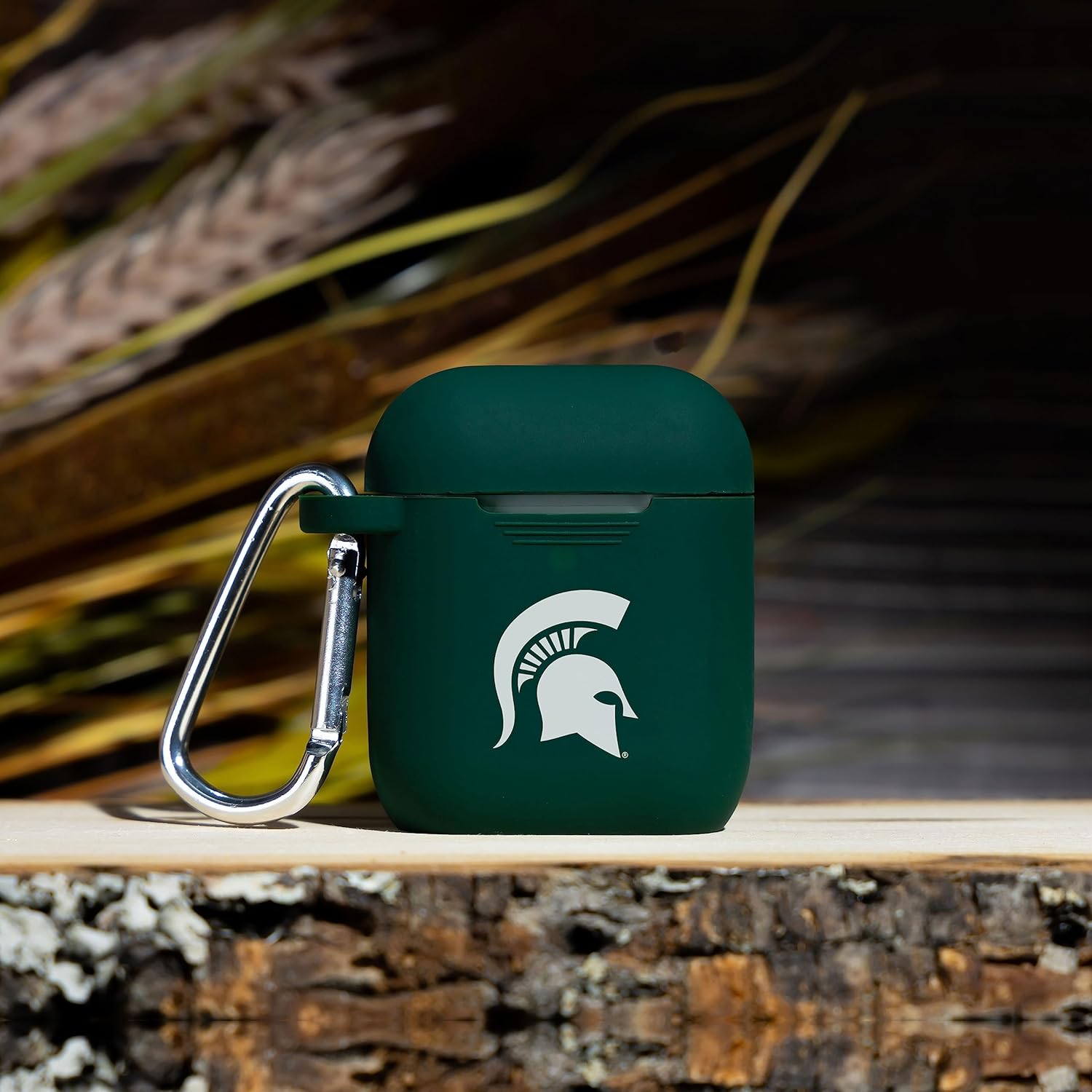 Affinity Bands Michigan State Spartans Silicone Sport Band and Case Cover Combo Package Compatible with Apple Watch and AirPods Gen 1 & 2 (42/44/45/49mm (46mm Series 11) Green)