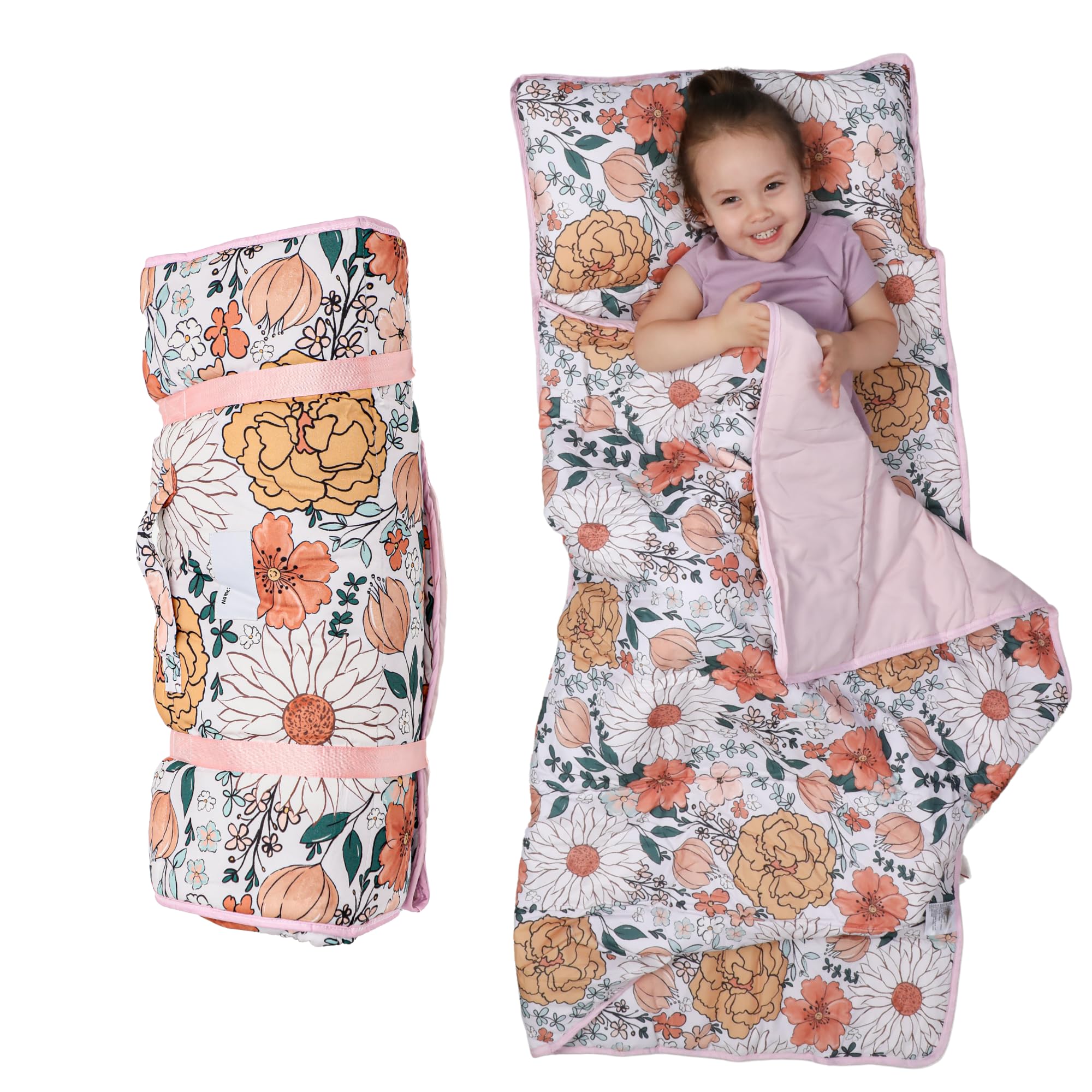 Morxy Toddler Nap Mat with Pillow & Blanket - Extra Large Portable Roll Up Nap Mats with Name Tag - Thick Kids Sleep Mat for Daycare, Preschool, Travel and Camping - for Age 3 and up