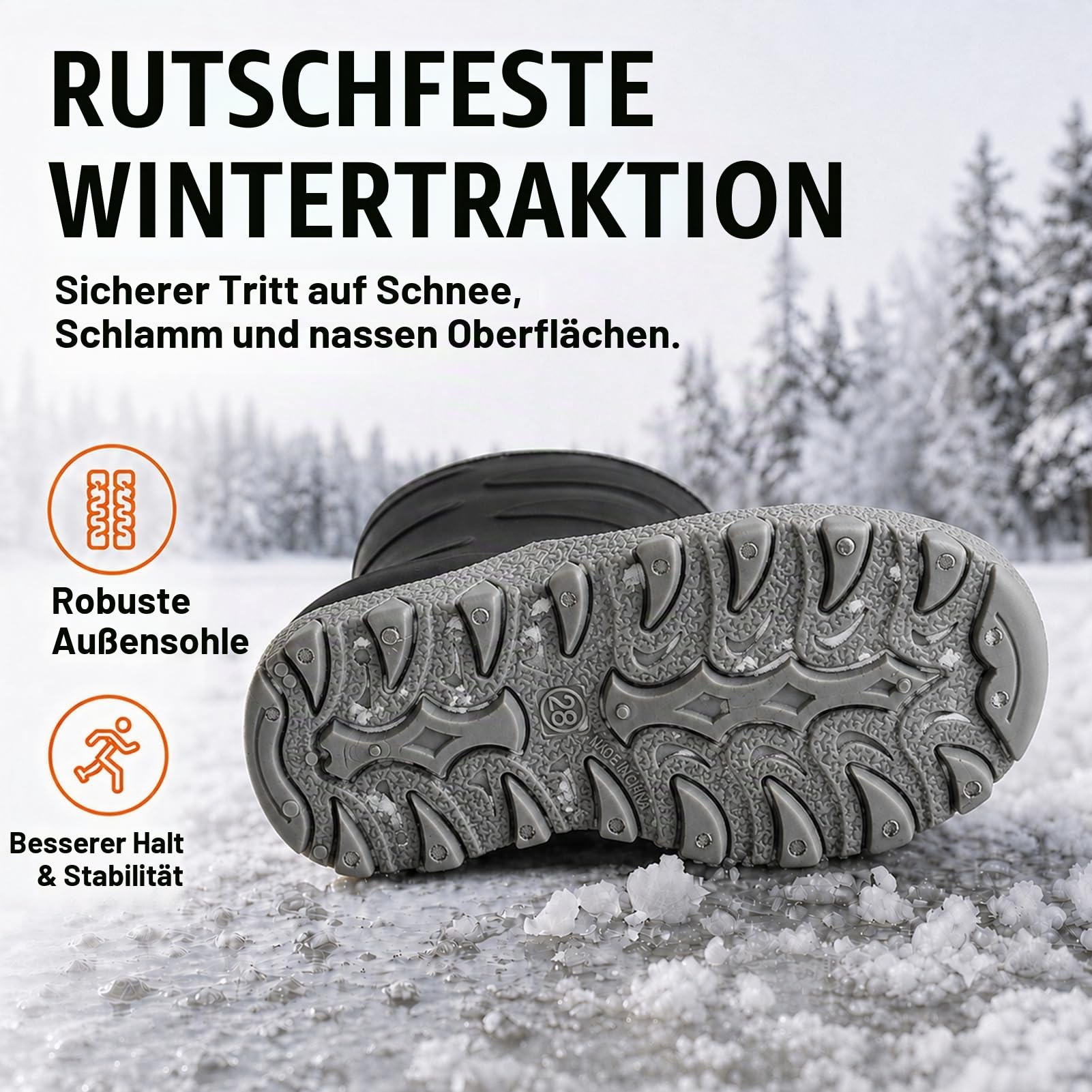 Gefütterte Gummistiefel Kinder für Jungen Mädchen, Thermo Warme Regenstiefel, Winter Schneestiefel Gummistiefel Größe 24-34