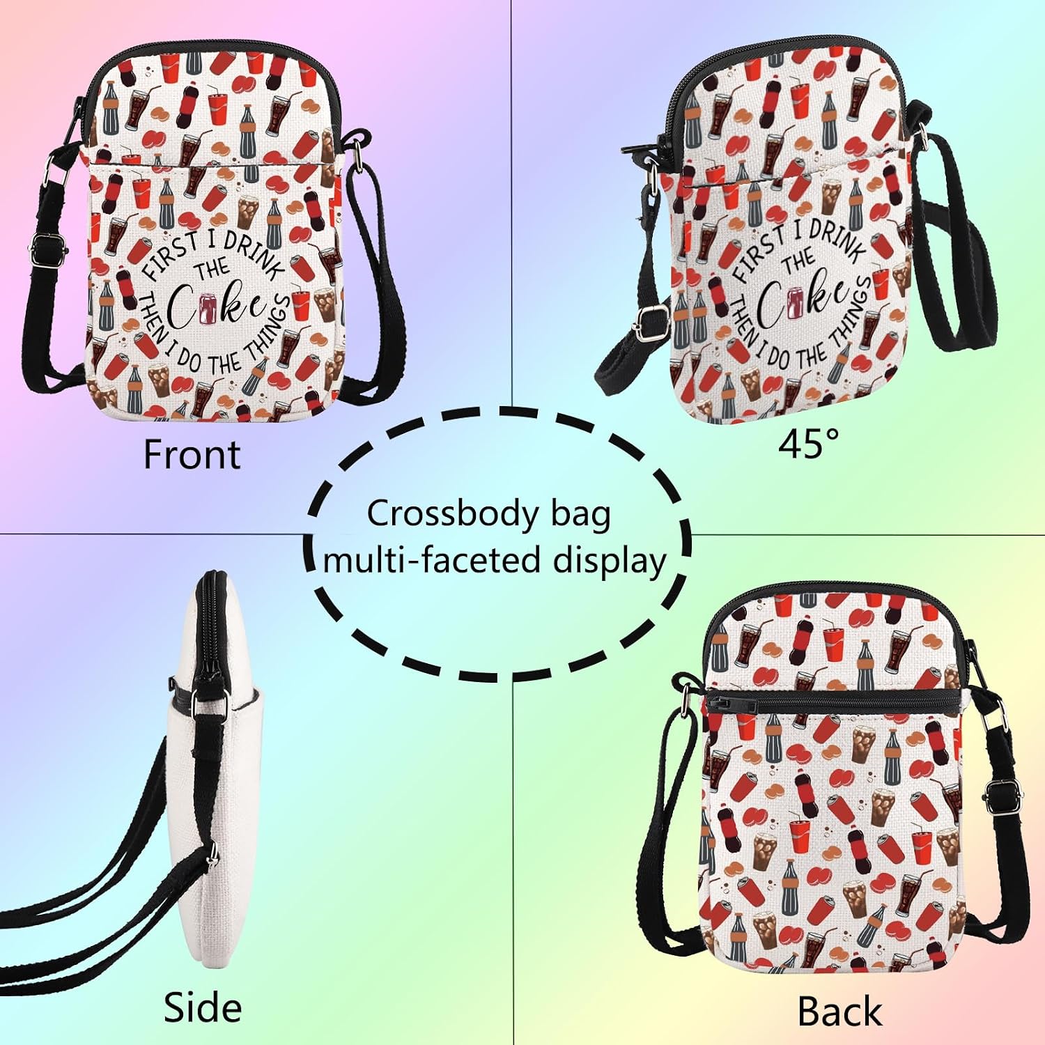 Soda Drink Crossbody Bag Soda Addict Messenger Bag Fizzy Drinking Gift Ice Drink Lover Handbag