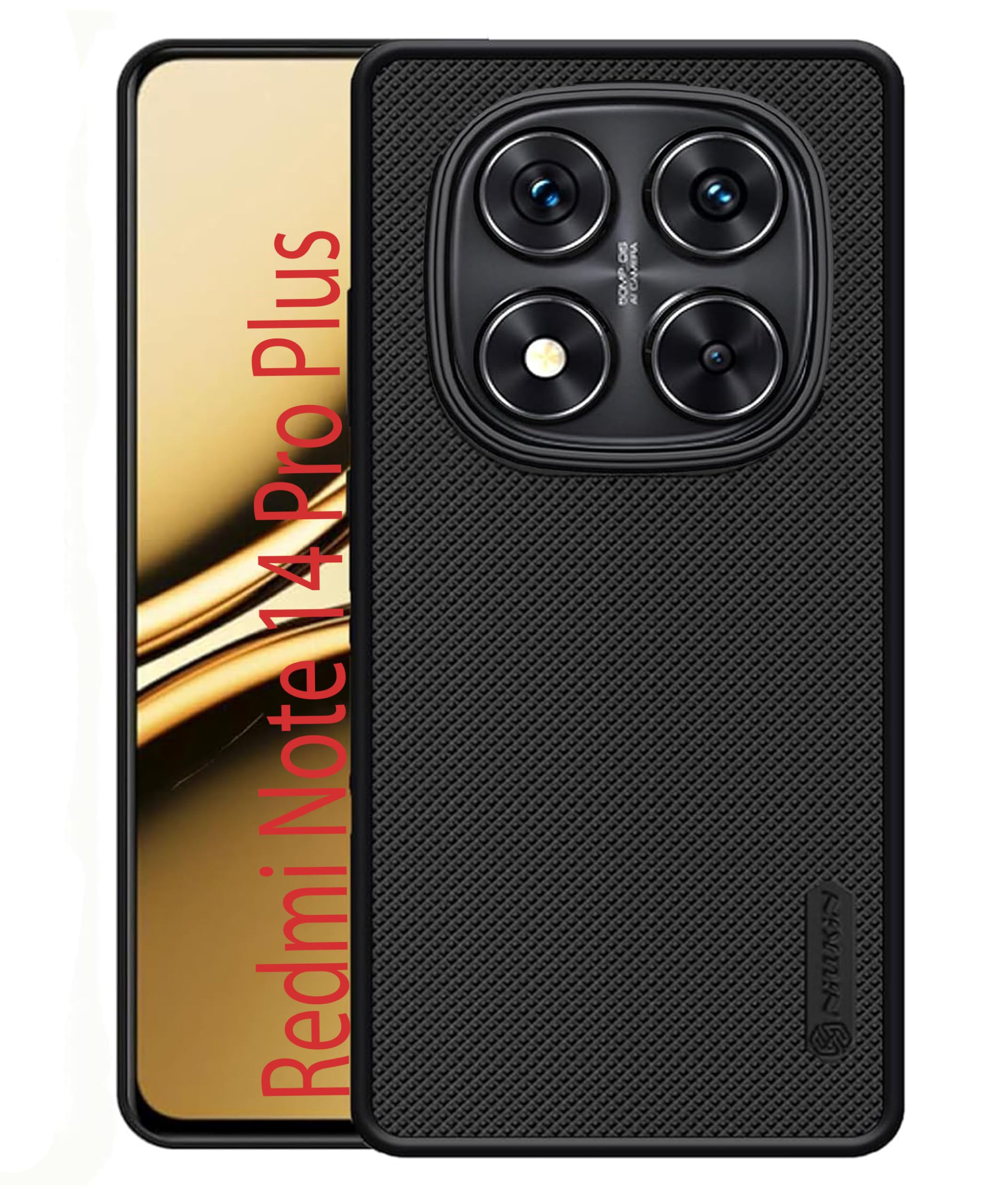 FabeKee Super Frosted Shield Pro Back Silicone Soft Mobile Case Compatible with Redmi Note 14 Pro Plus 5G Dotted Slim-Fit Design TPU Shockproof Case Cover, Black