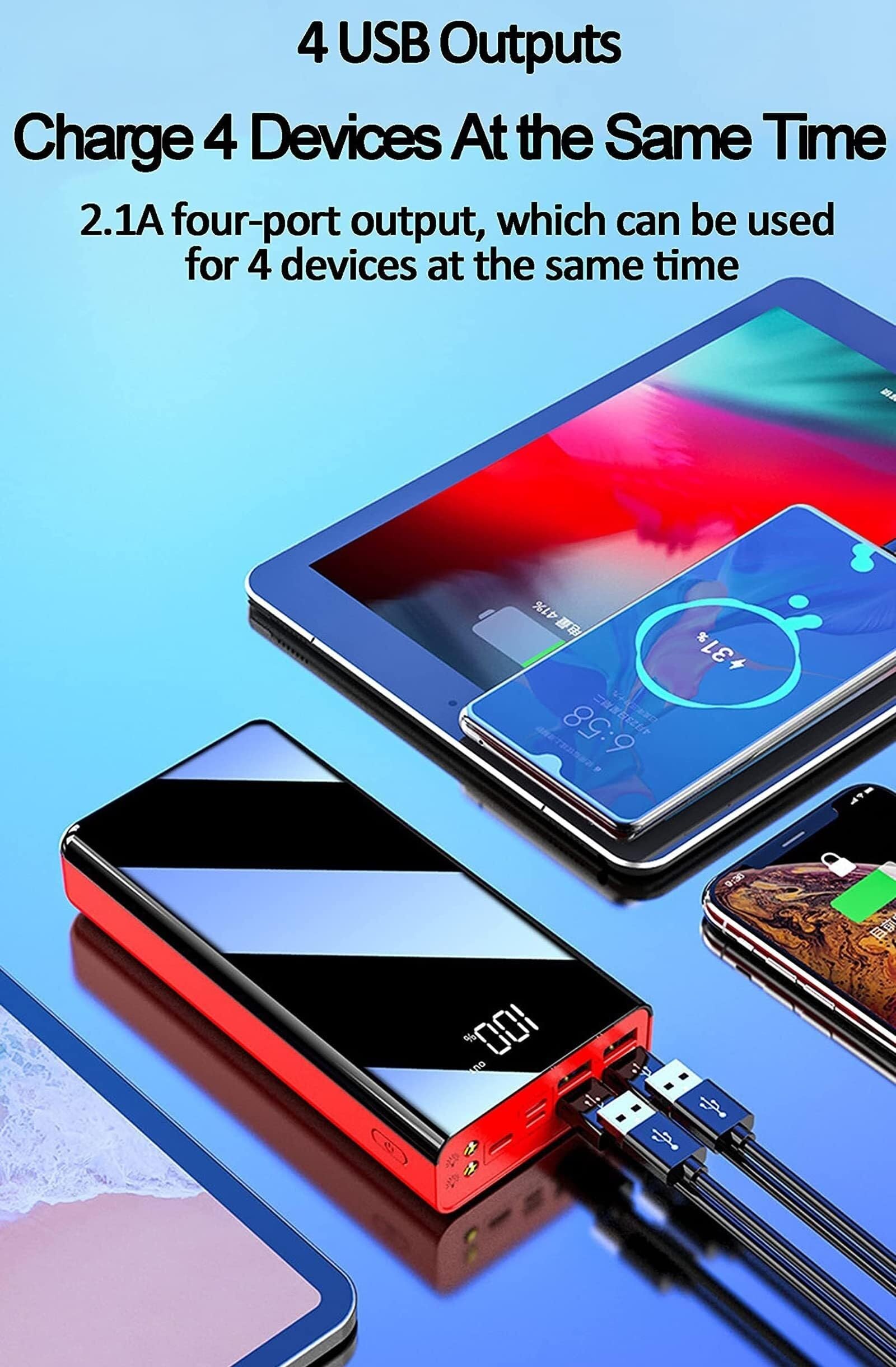 Batería externa de 50000 mAh, gran capacidad, cargador portátil, 4 baterías externas USB con 3 entradas [tipo C y micro USB] batería de respaldo para teléfono