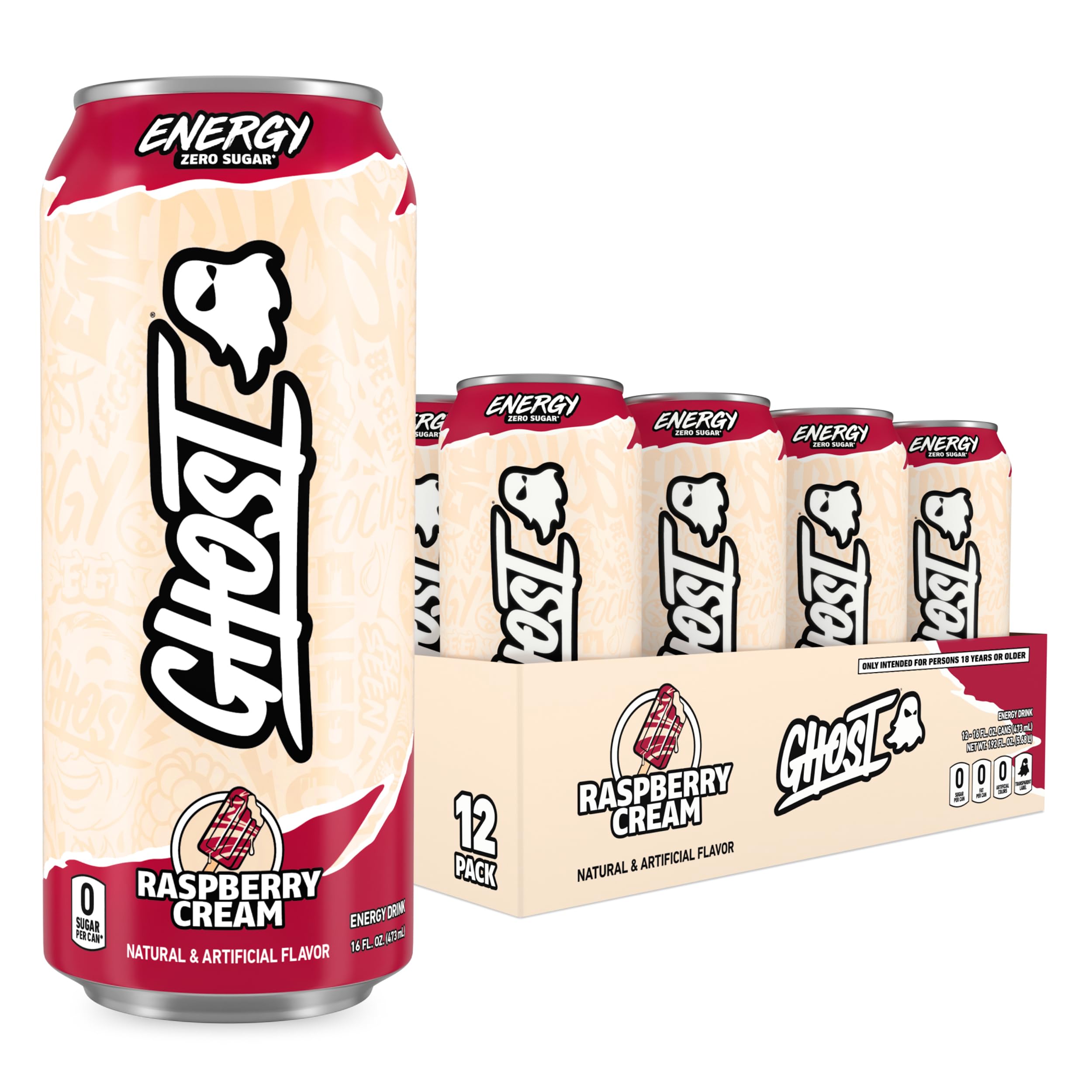 Amazon.com : GHOST Energy Drink - 12-Pack, Raspberry Cream, 16oz