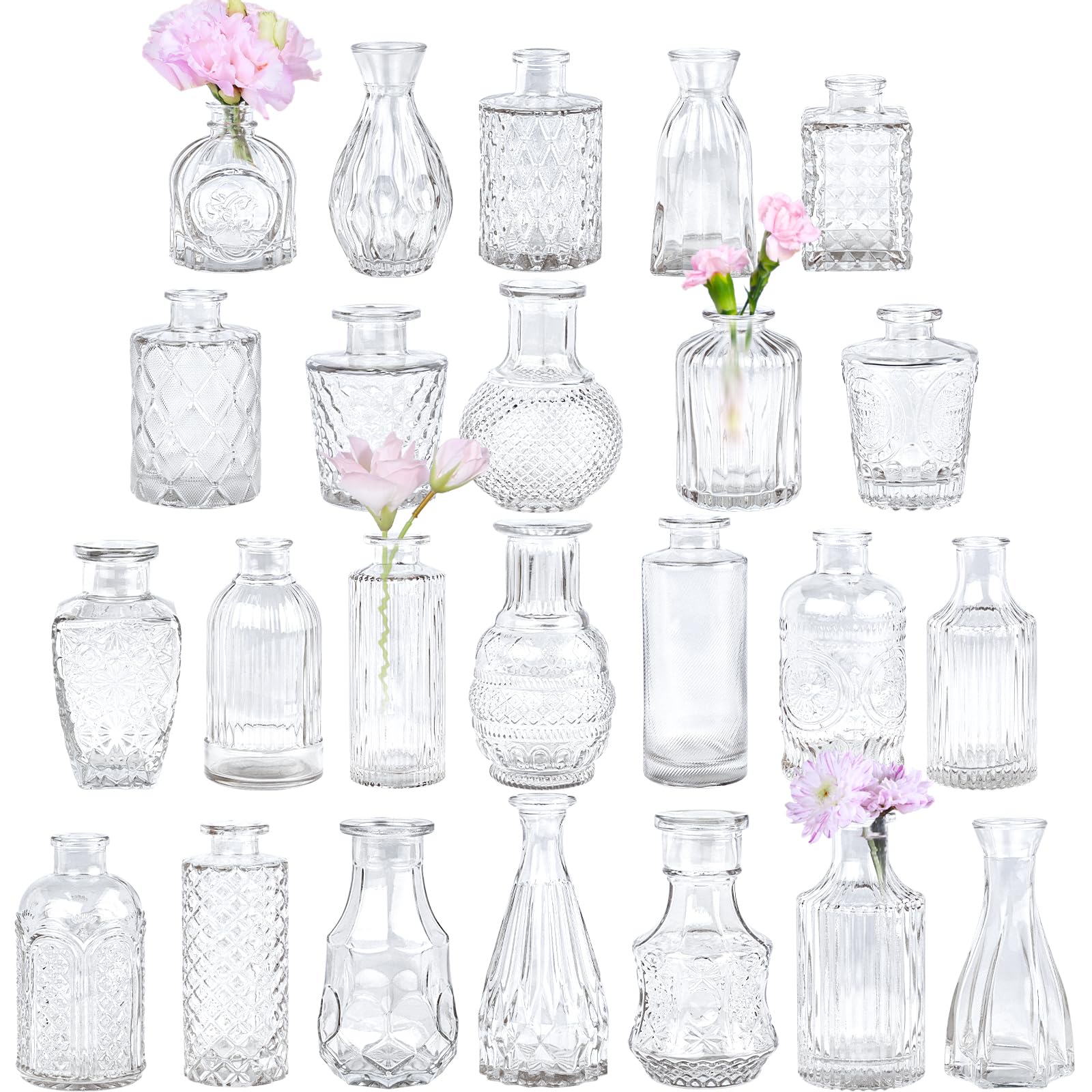 Photo 1 of TBWIND Clear Glass Bud Vases Set (24 Pcs)