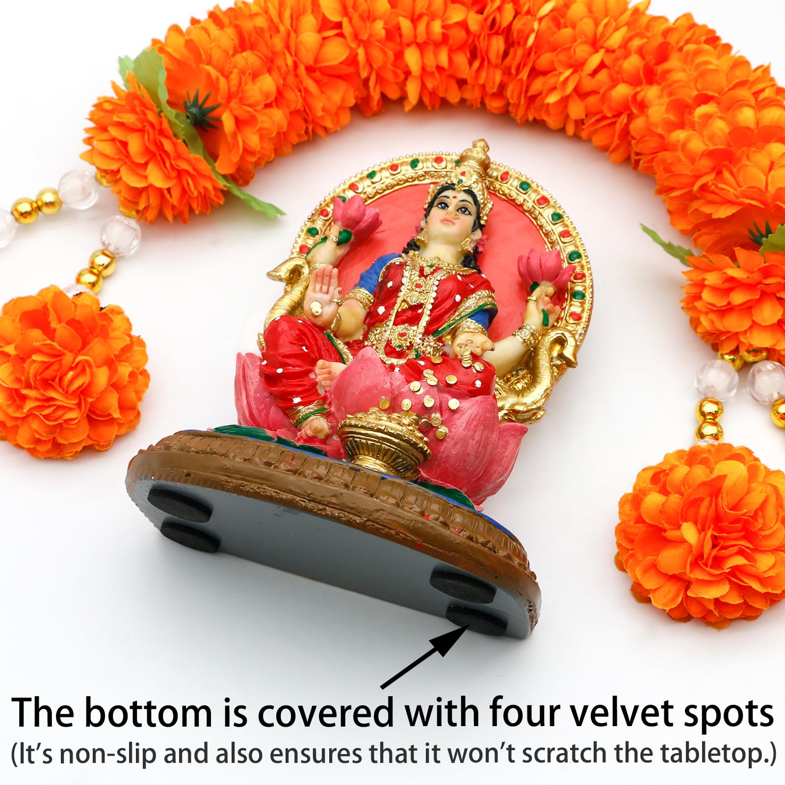 alikiki Indian Lakshmi Idol Statue - 5.1”H Hindu Goddess Laxmi MATA Murti India Pooja Item Home Office Temple Mandir Shrine Altar Diwali Puja Spiritual Decor Ideal Gifts for Indian Friend Relative