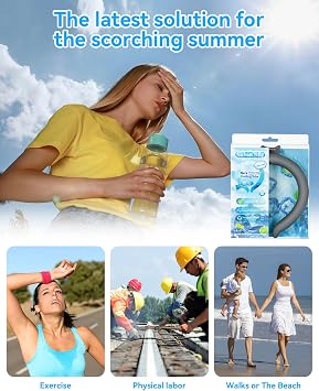 Neck Cooling Tube Wraps Ice Ring Neck Cooler Personal Ice Pack Wrap for Hot Weather Gel Reusable Wearable Gel Cooling for Summer Heat Hot Flashes Freezer Below 64.4F