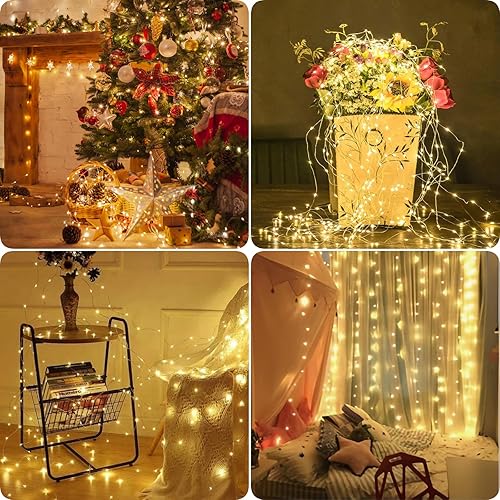 Miniatura 89 de Guirnalda de luces LED en forma de corazones rosas, 3 m, alimentada por pilas, temporizador, luces intermitentes, impermeable, para Navidad